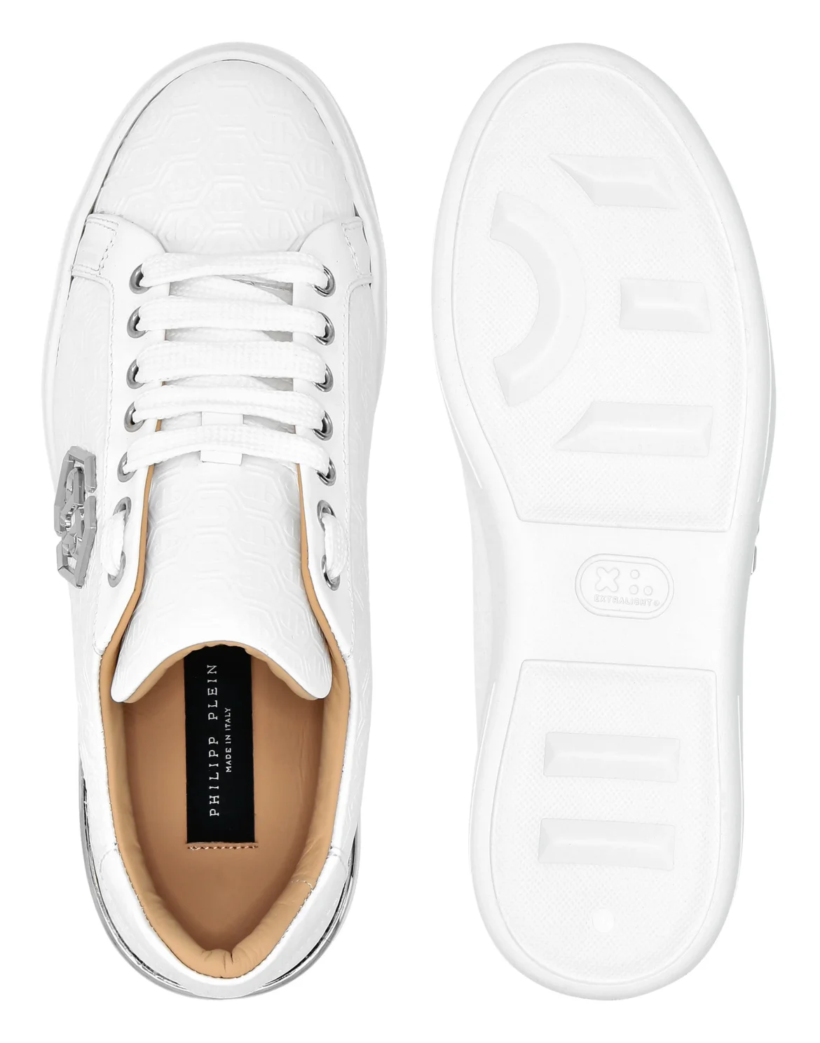 Nappa Leather Lo-Top Sneakers Monogram, цвет: Белый