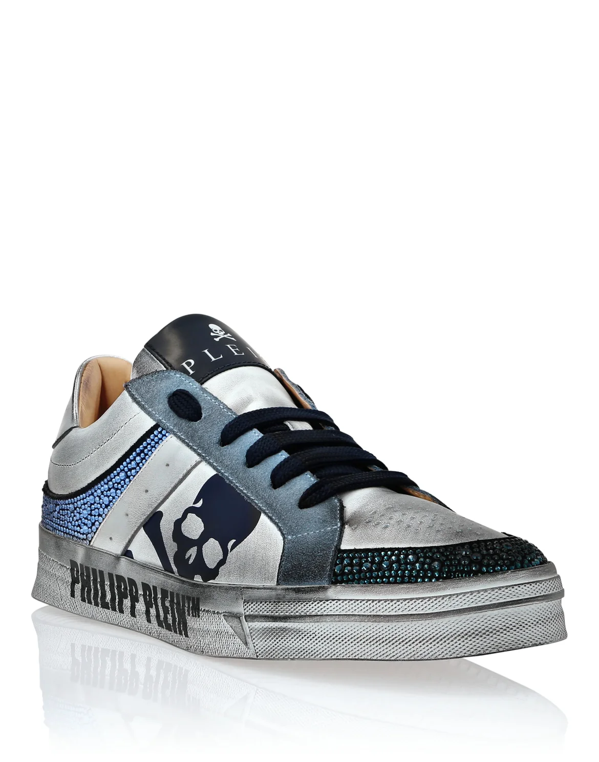 Nappa Leather Lo-Top Sneakers Strass Retrokickz TM, цвет: Белый