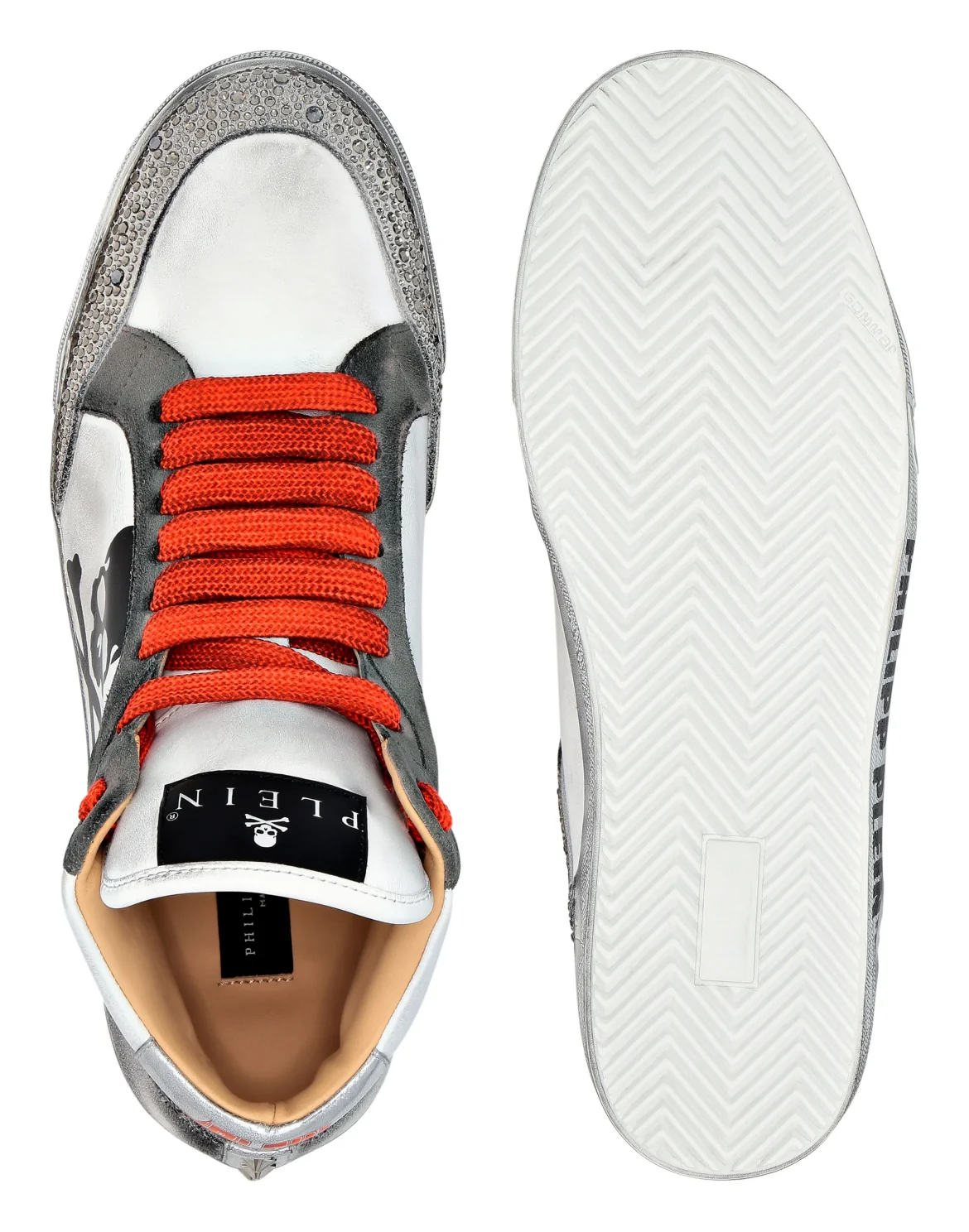 Nappa Leather Hi-Top Sneakers Strass Retrokickz TM, цвет: Оранжевый