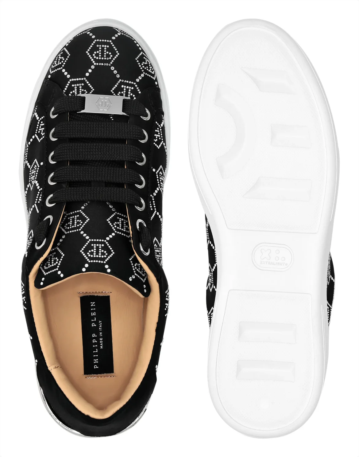 Satin Lo-Top Sneakers Strass Monogram, цвет: Черный