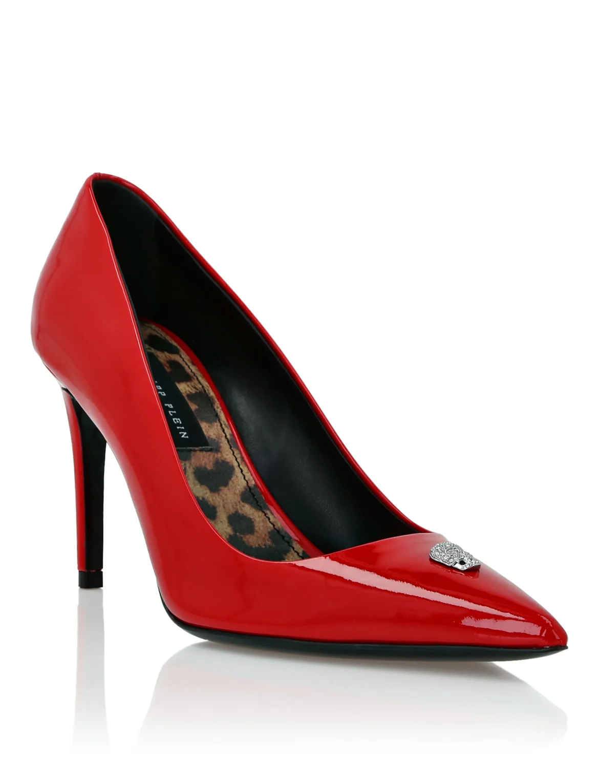 Patent Leather Decollete Mid Heels Skull strass, цвет: Красный