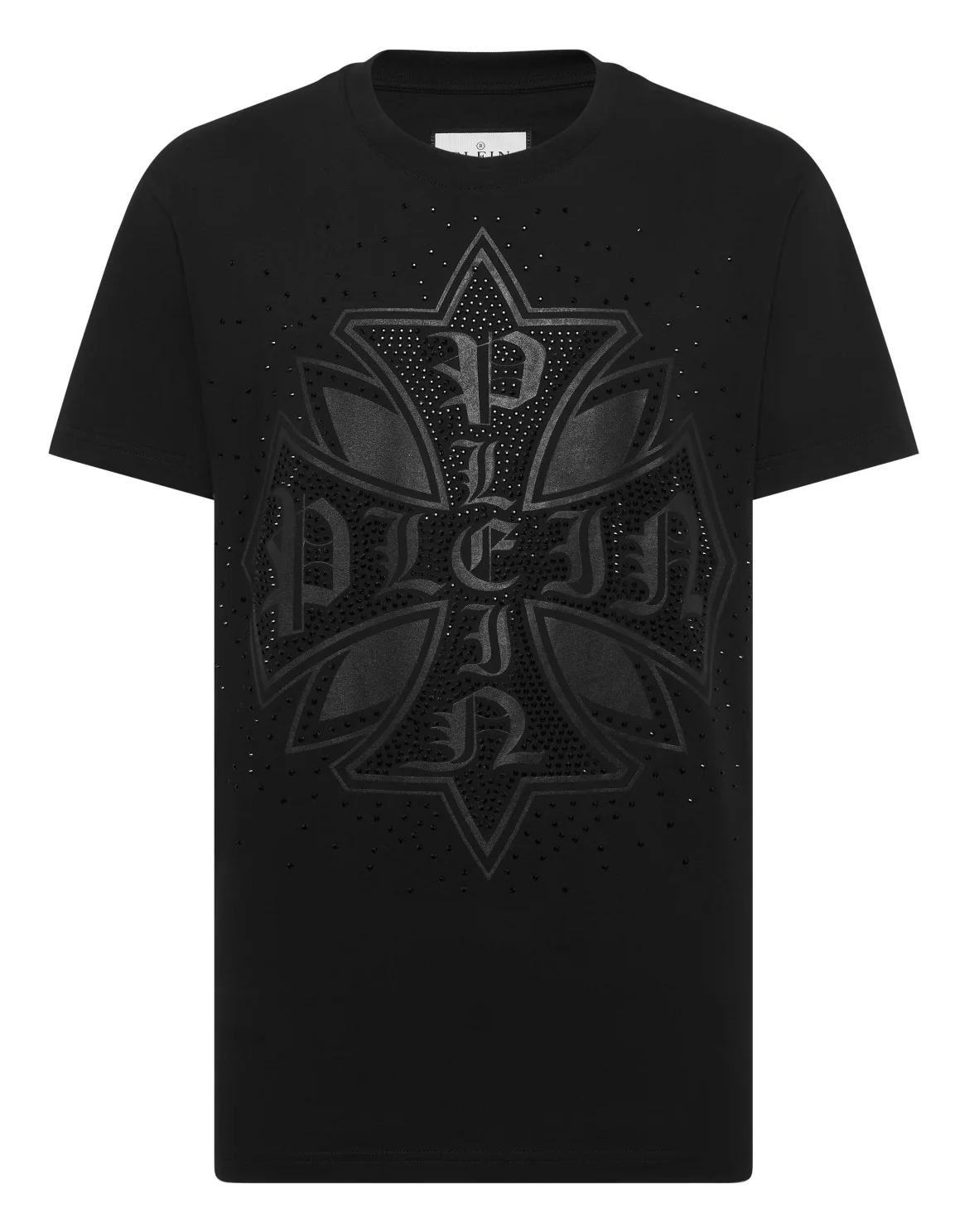 Round Neck T-Shirt Plein Cross Stones, цвет: Черный