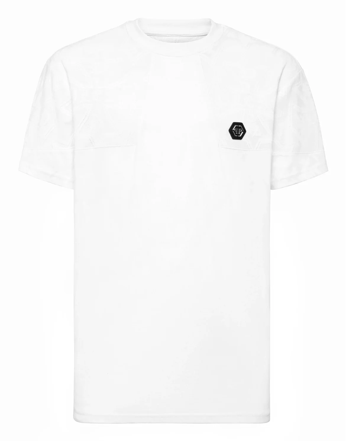 Round Neck T-Shirt Jacquard Crest Cut, цвет: Белый