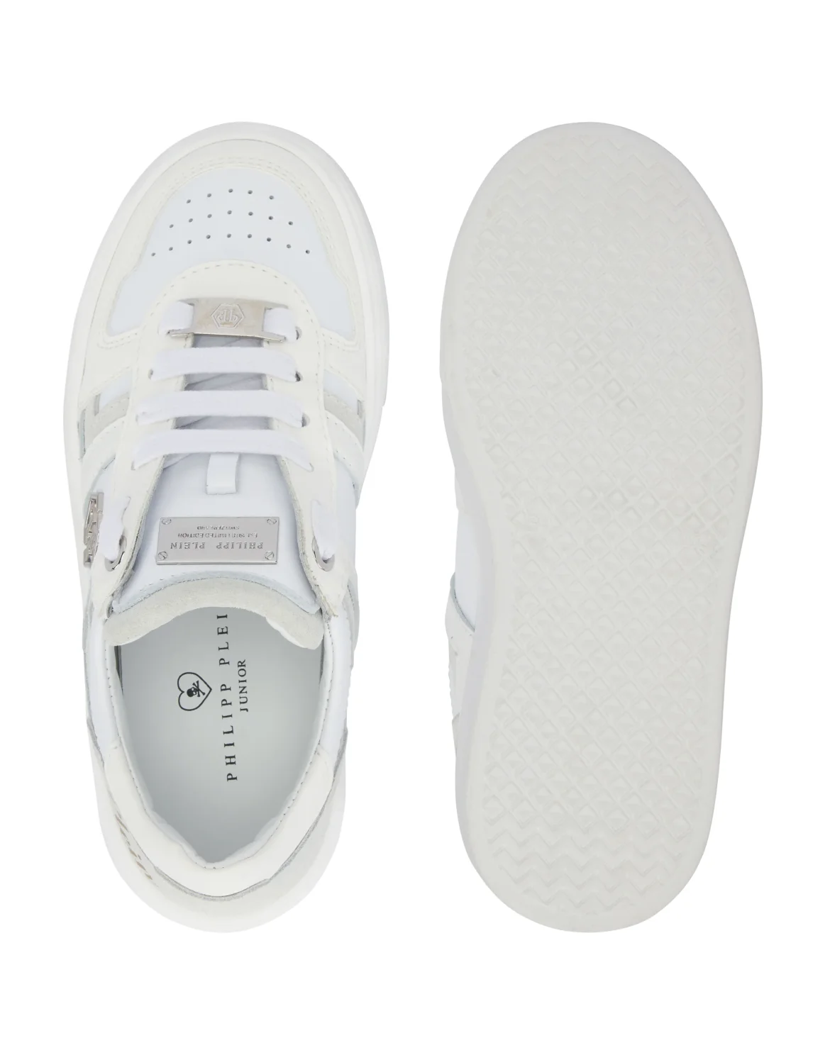 Mix Materials Low-Top Sneakers, цвет: Белый