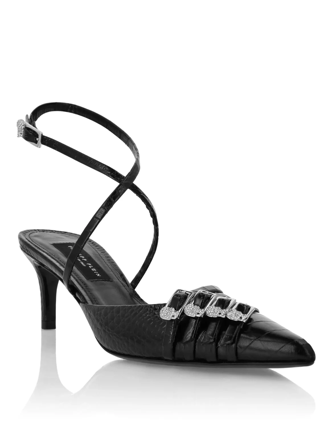 Multi-Strap Low-Heel Slingback Cocco Print, цвет: Черный