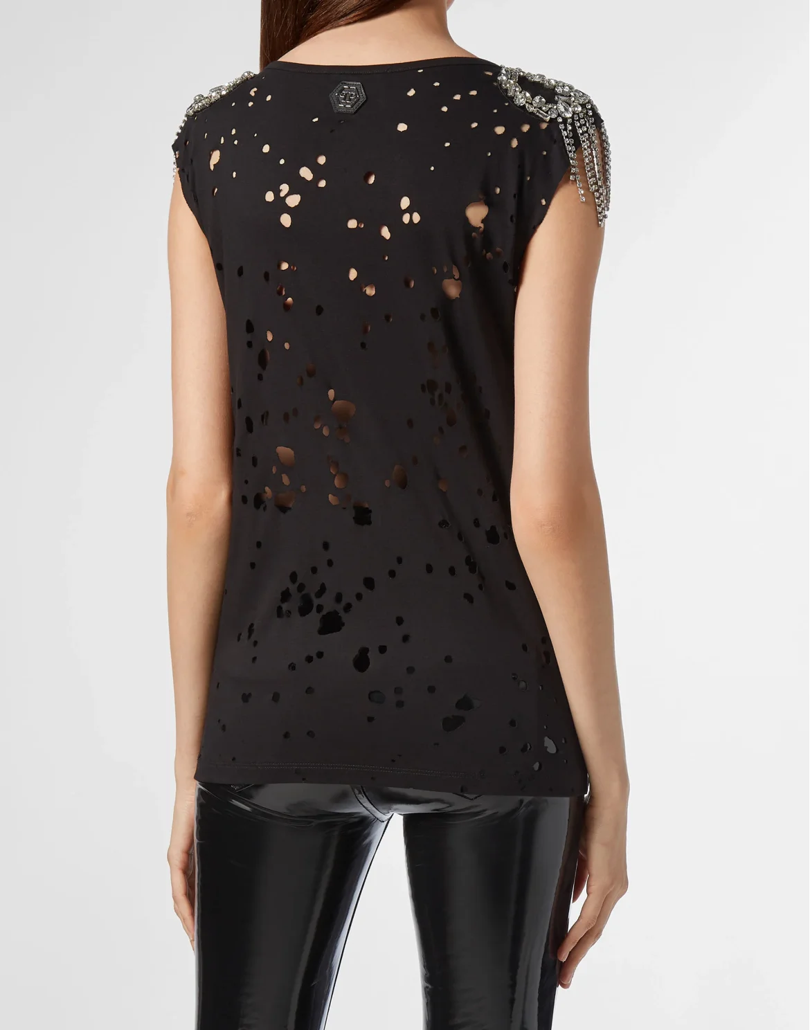 T-shirt Round Neck SS Destroyed, цвет: Черный