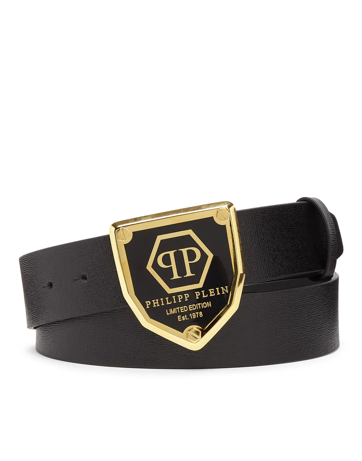 Leather Belt Hexagon, цвет: Черный