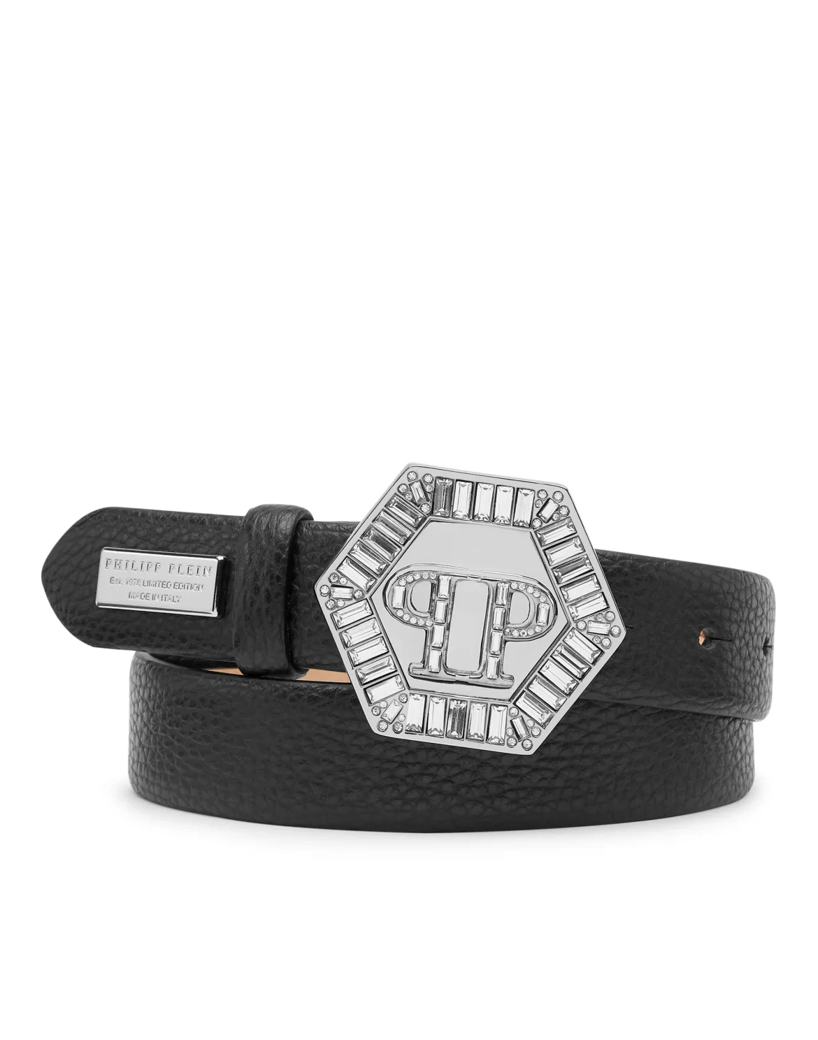 Leather Belt Iconic Plein, цвет: Черный