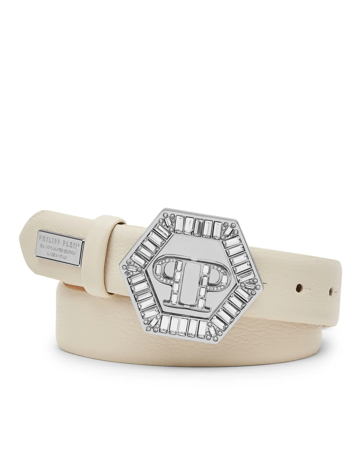 Leather Belt Iconic Plein, цвет: Бежевый