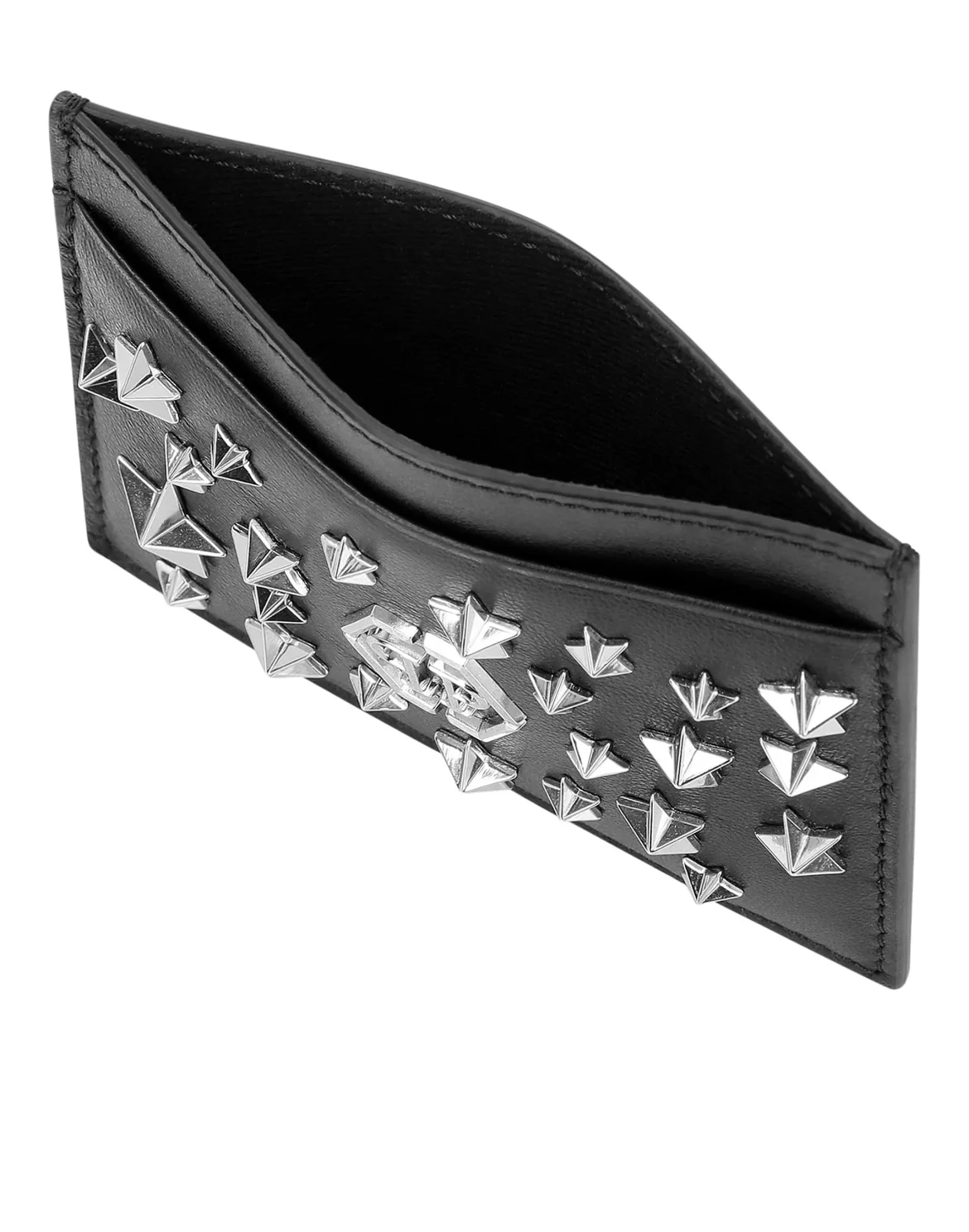 Leather Credit Cards Holder studs Stars, цвет: Черный