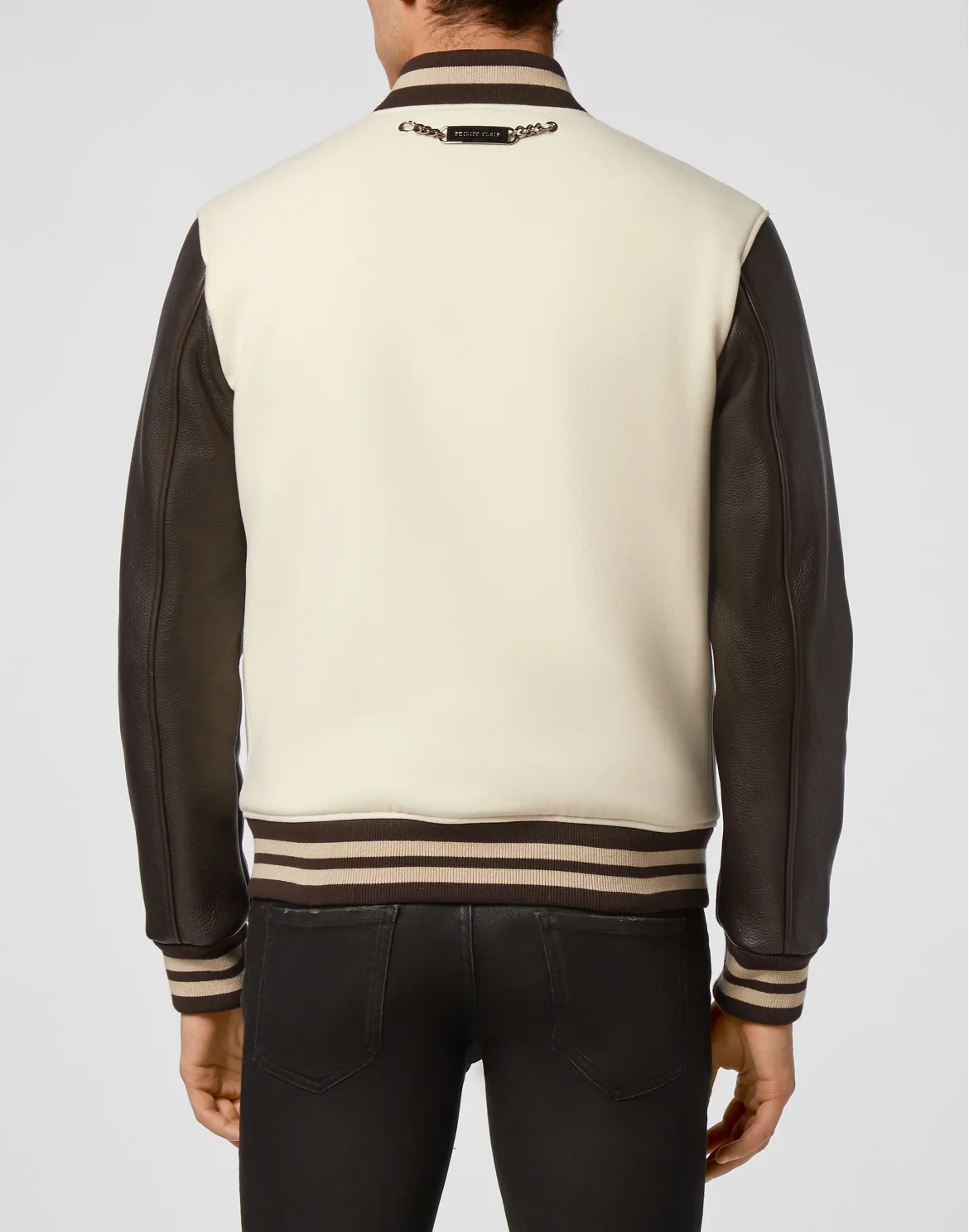 Slim Cut Wool And Leather Bomber Embroidery, цвет: Бежевый