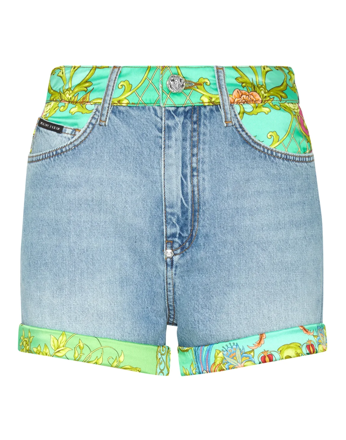 Denim High Waist Hot pants insert New Baroque, цвет: Голубой