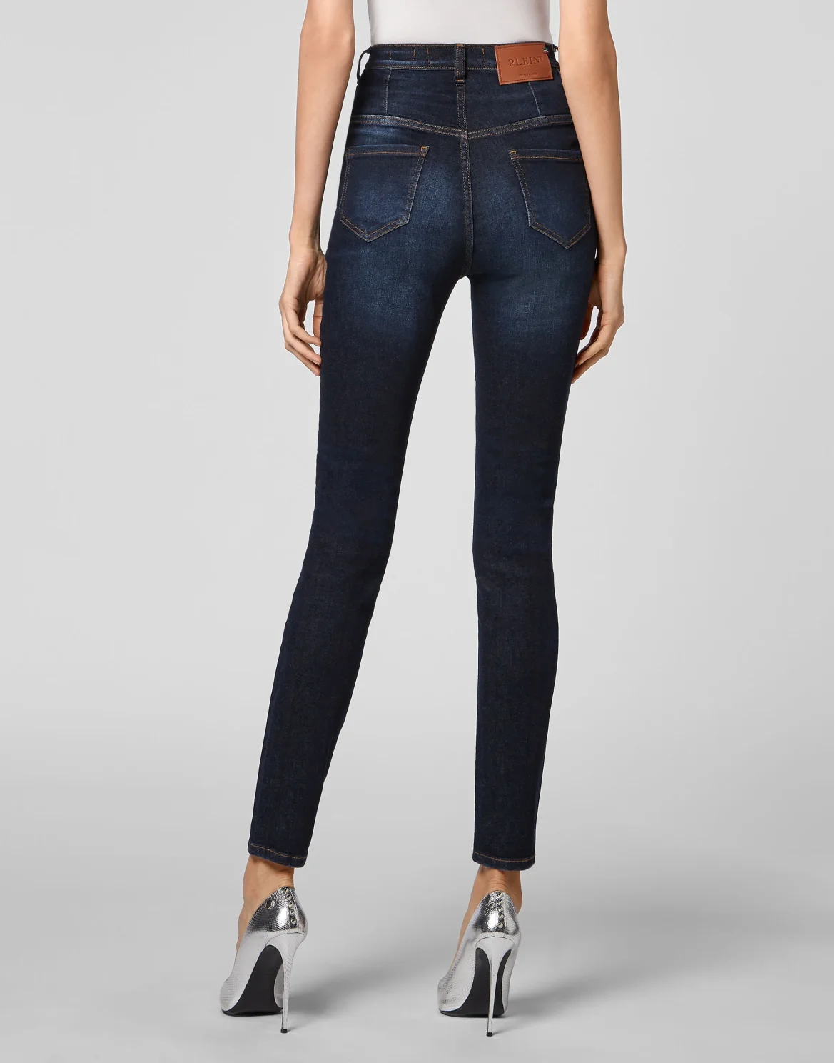 Denim Super High Waist Jegging Iconic Plein, цвет: Синий