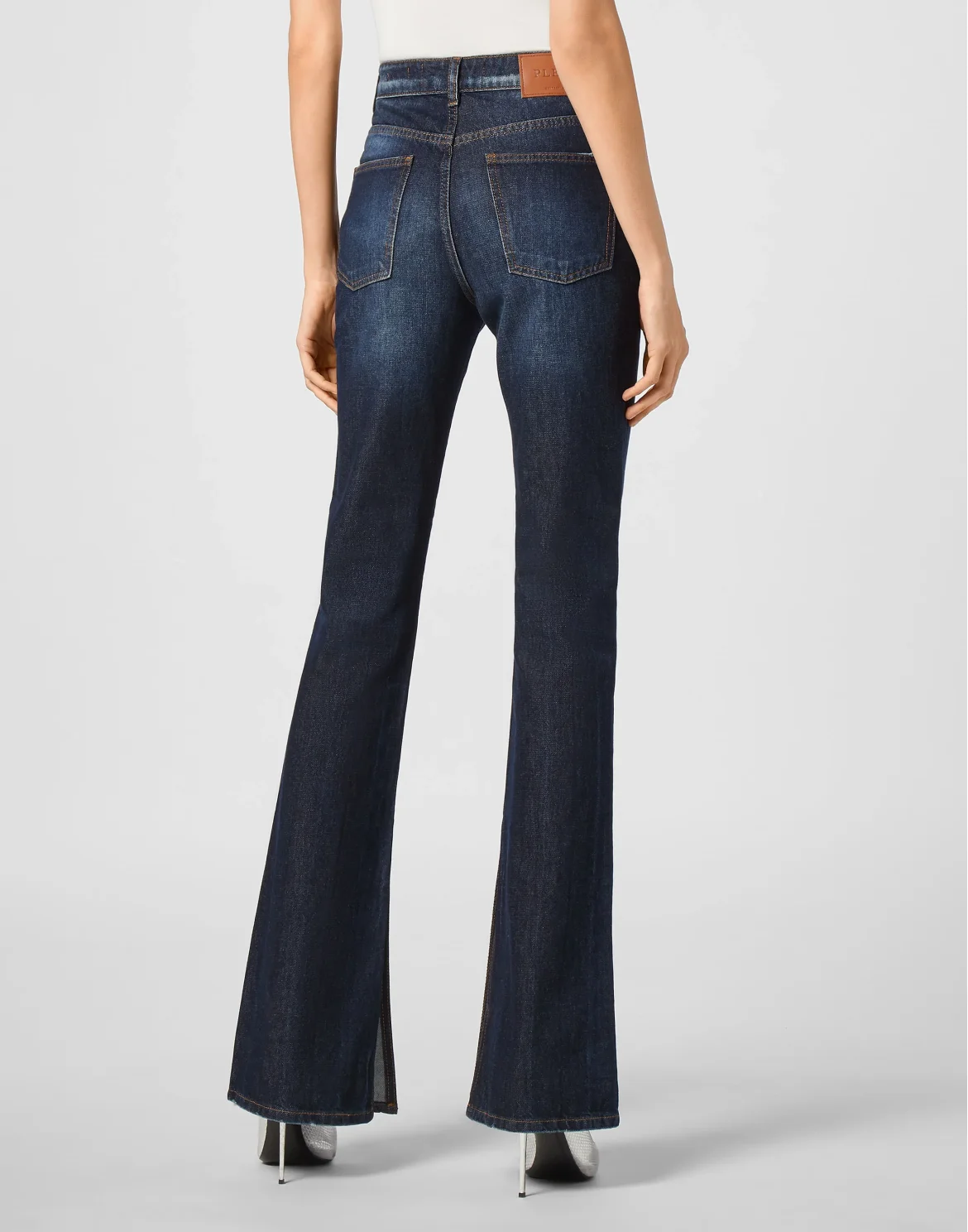 Denim Trousers Flare Fit Iconic Plein, цвет: Синий
