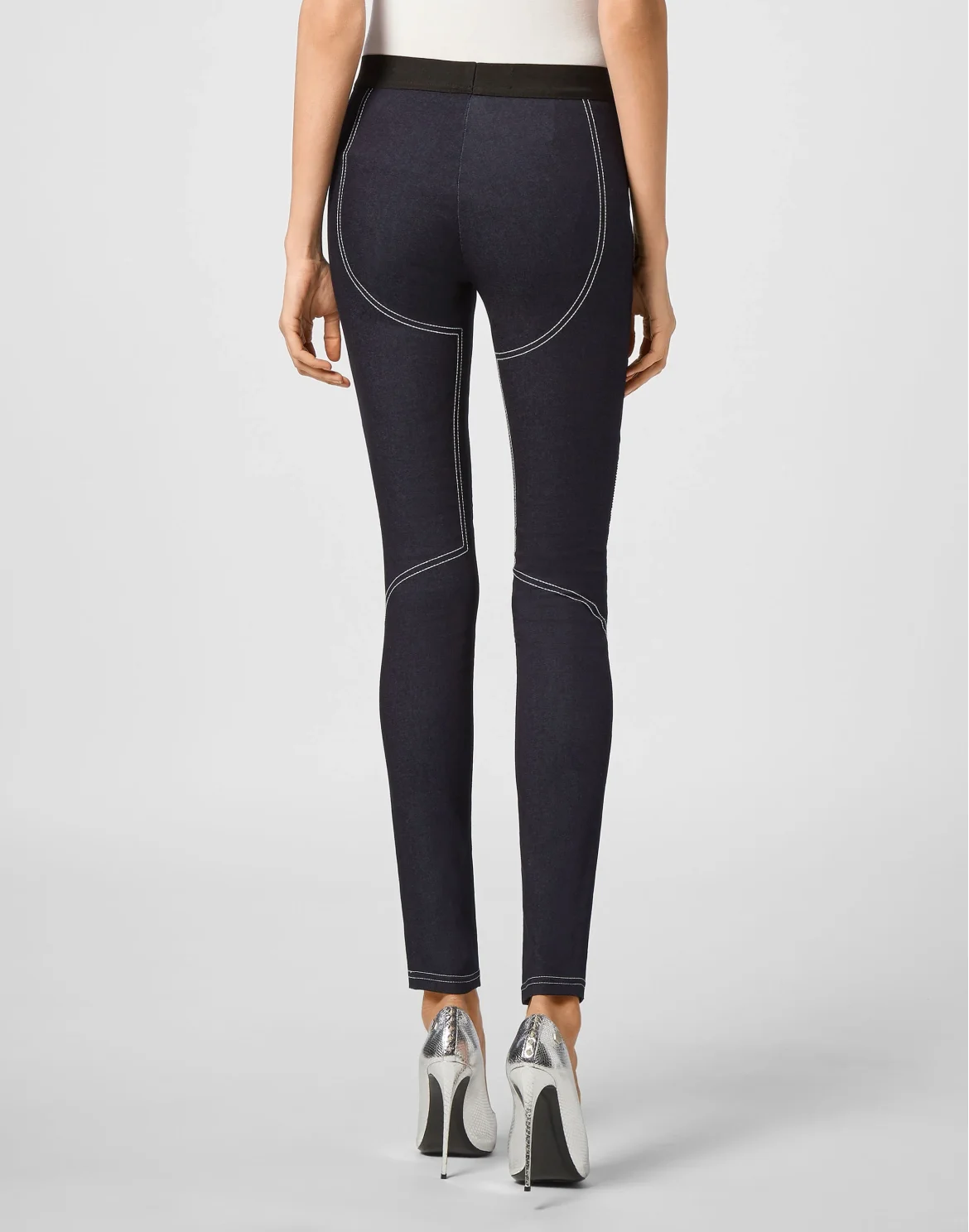 Denim Super High Waist Leggings Philipp Plein TM, цвет: Синий