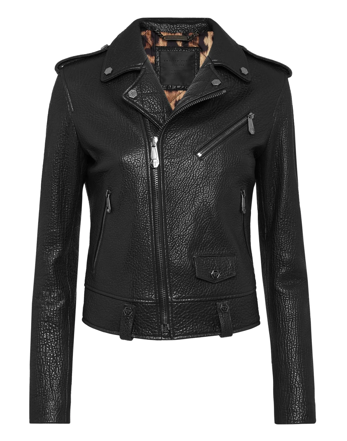 Leather Biker Iconic Plein, цвет: Черный