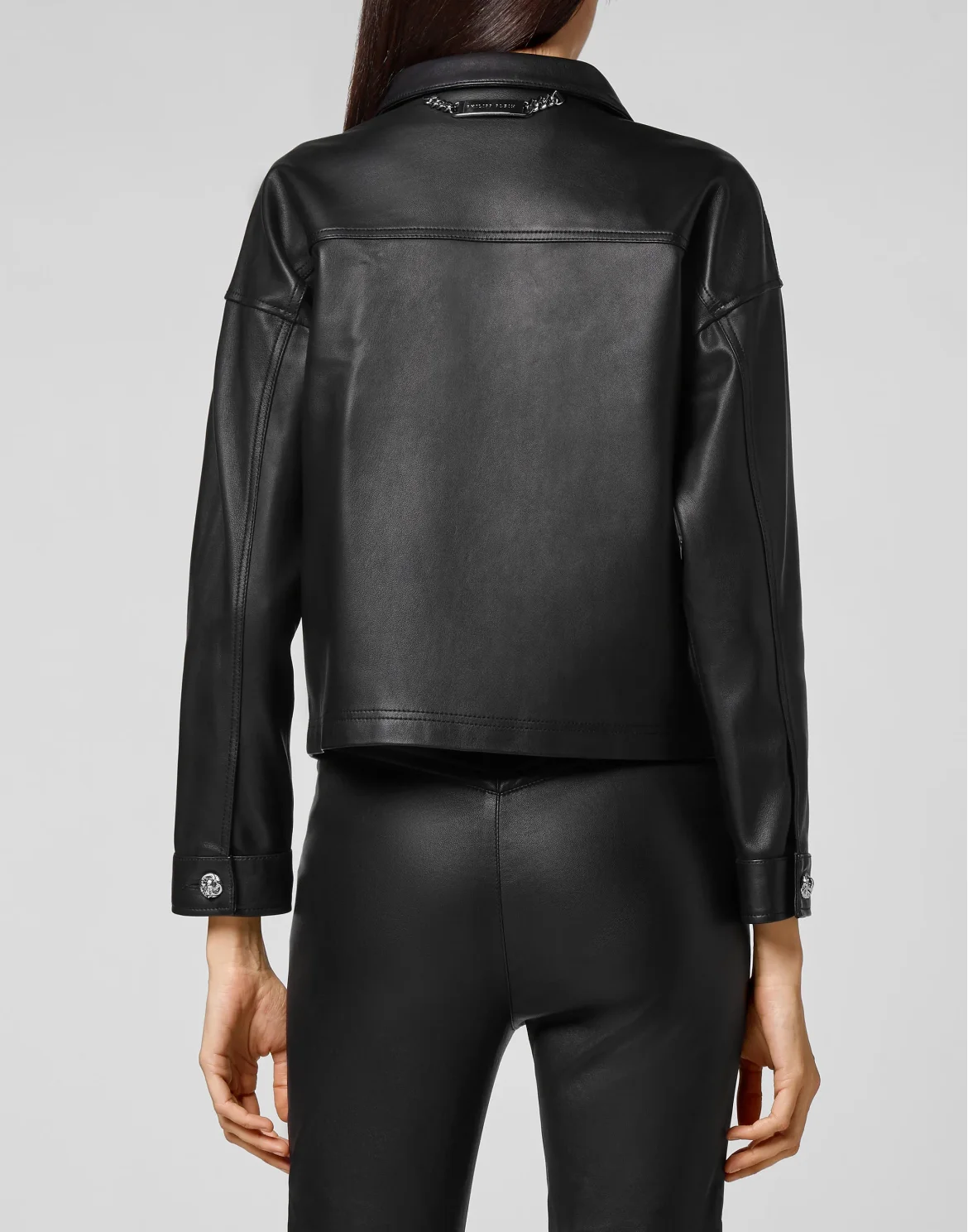 Soft Leather Shirt Crop, цвет: Черный