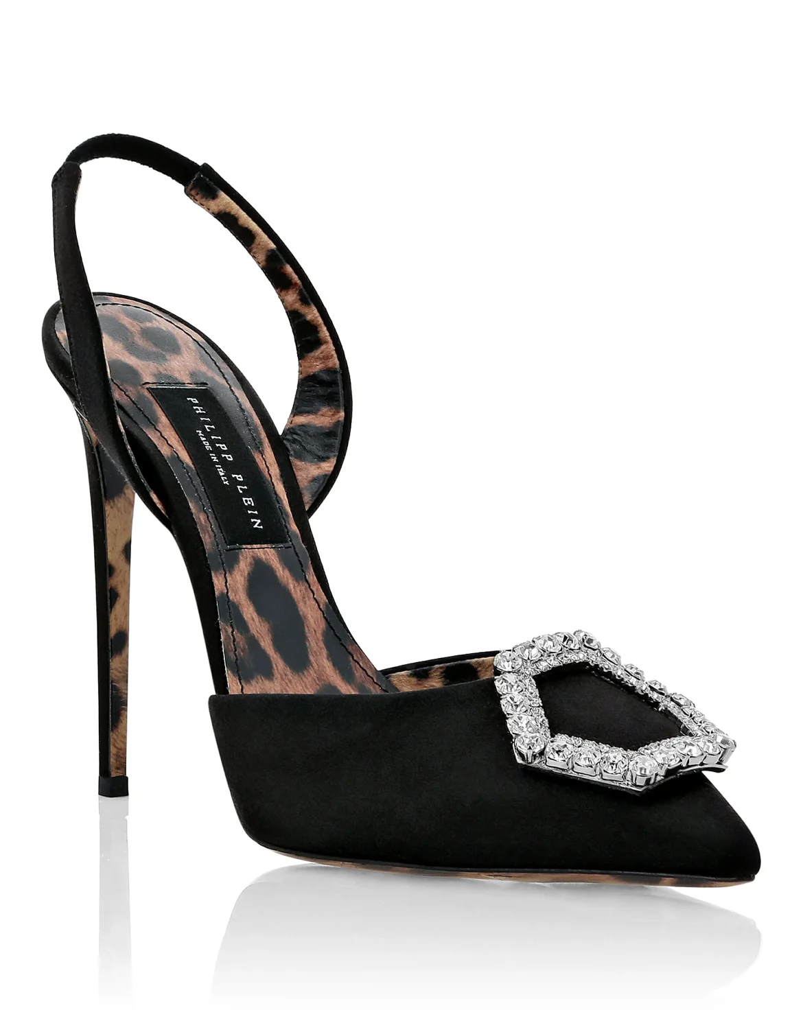 Satin Decollete slingback Hi-Heels Crystal Hexagon, цвет: Черный