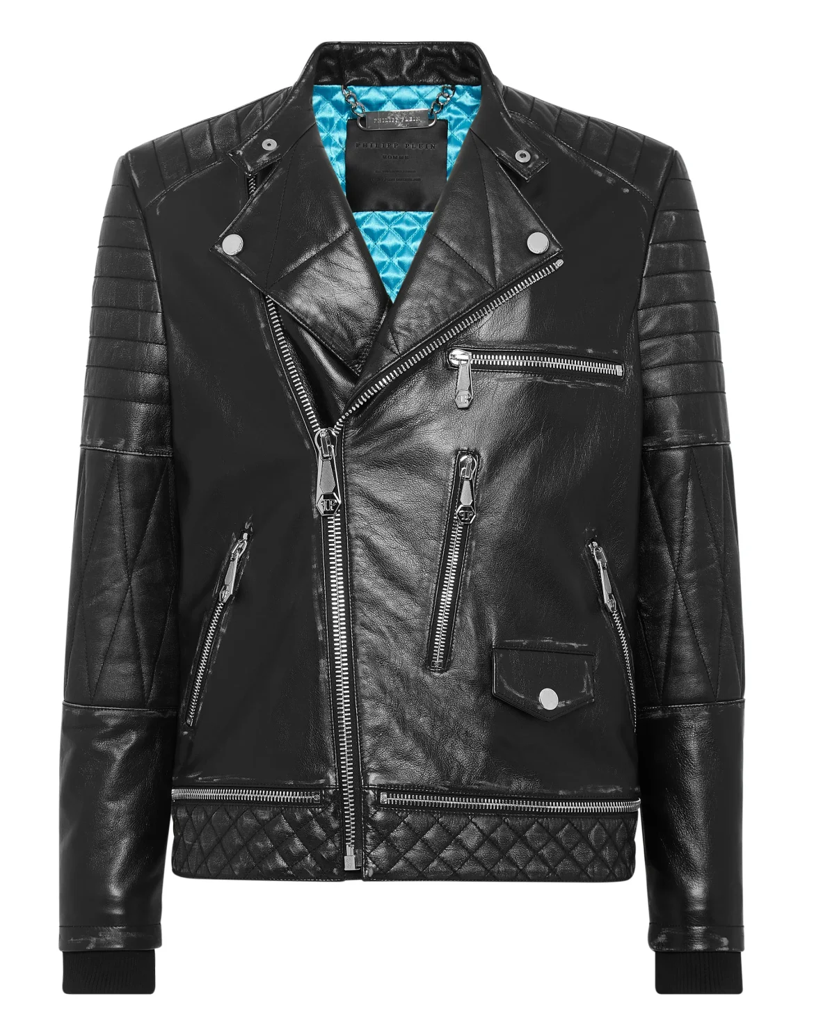 Leather Biker Jacket, цвет: Черный