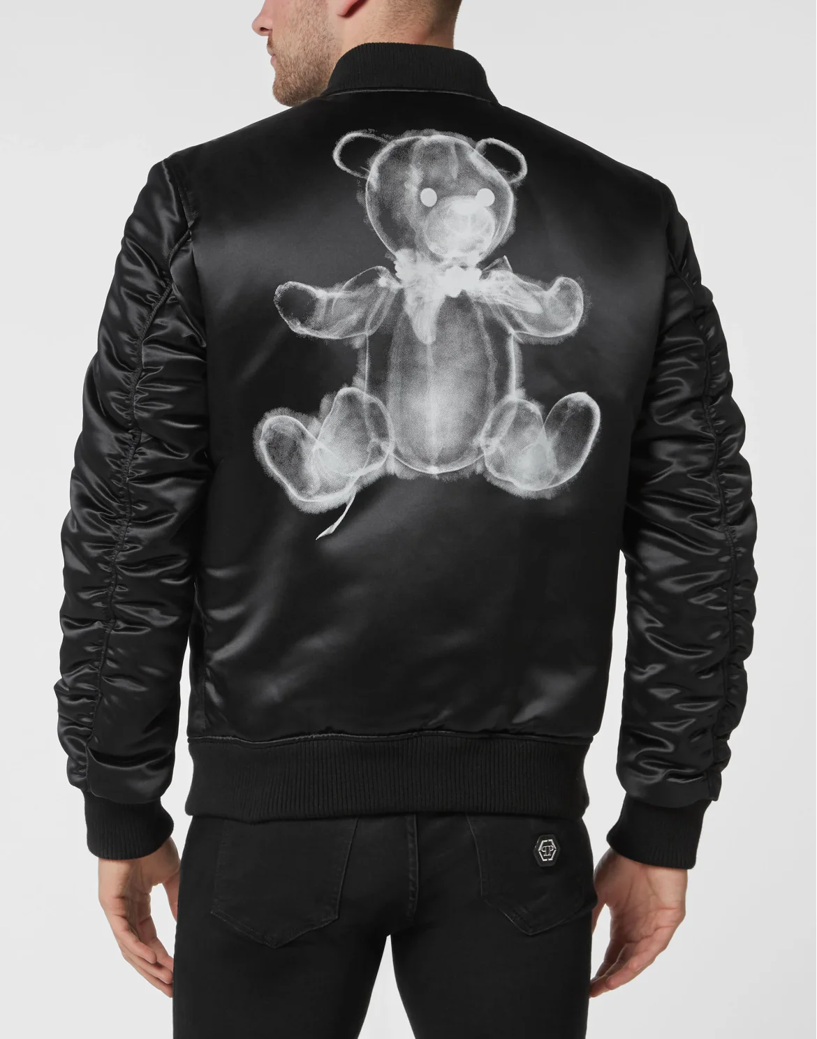 Satin Bomber Teddy Bear, цвет: Черный