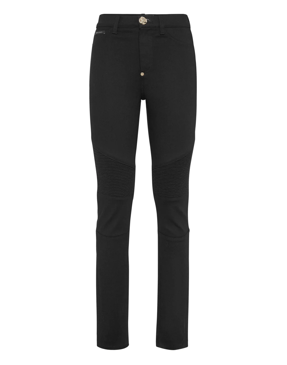 Denim Trousers High Waist Biker, цвет: Черный