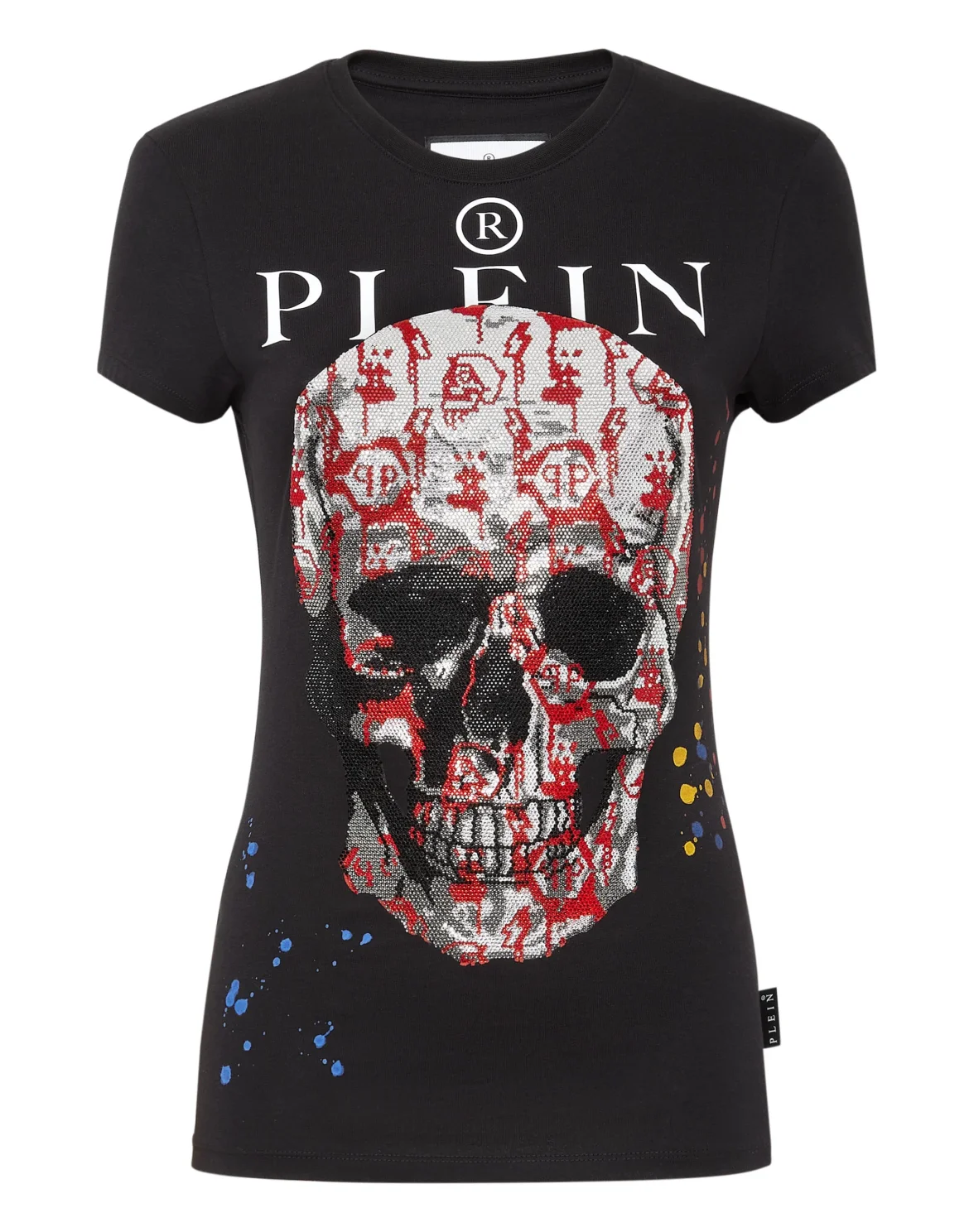 T-shirt Sexy Pure fit Skull and Plein with Crystals, цвет: Черный