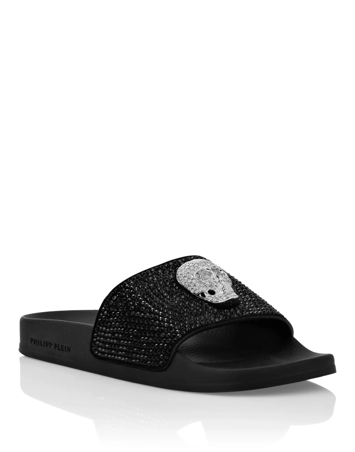 Sandals Flat Skull with Crystals, цвет: Черный