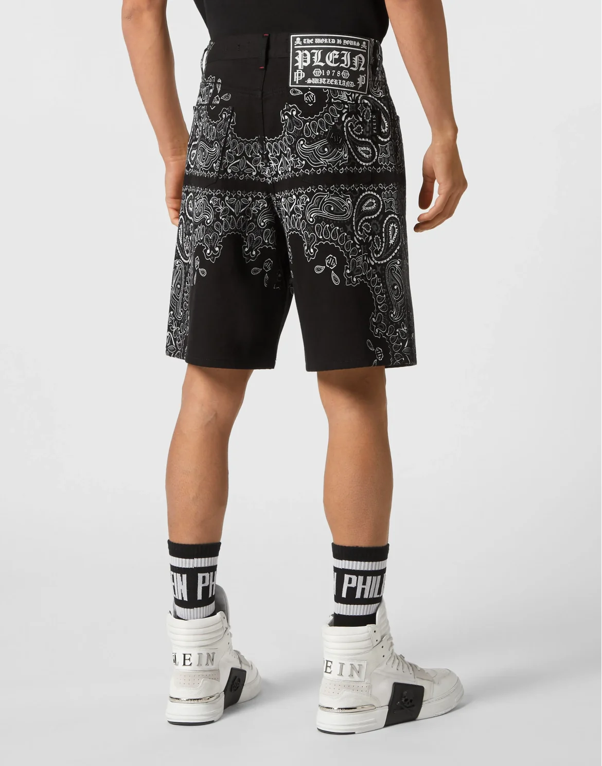 Denim Shorts Paisley Bandana, цвет: Черный