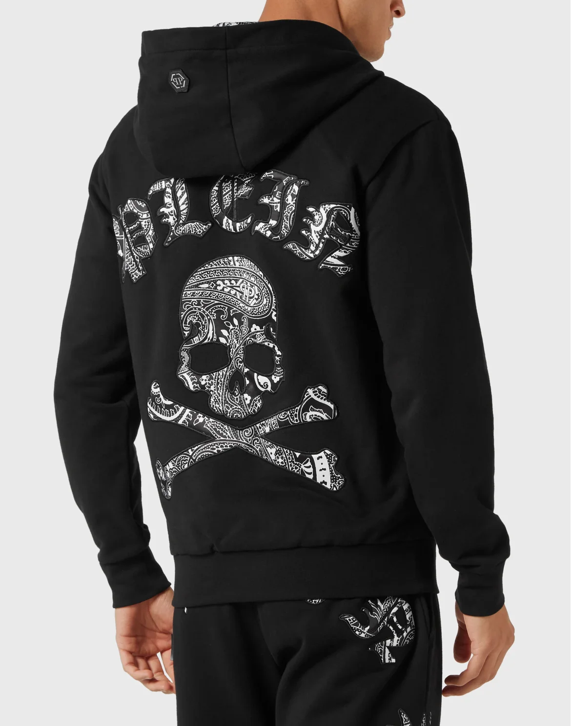 Satin Hoodie Sweatjacket Paisley Gothic Plein, цвет: Черный