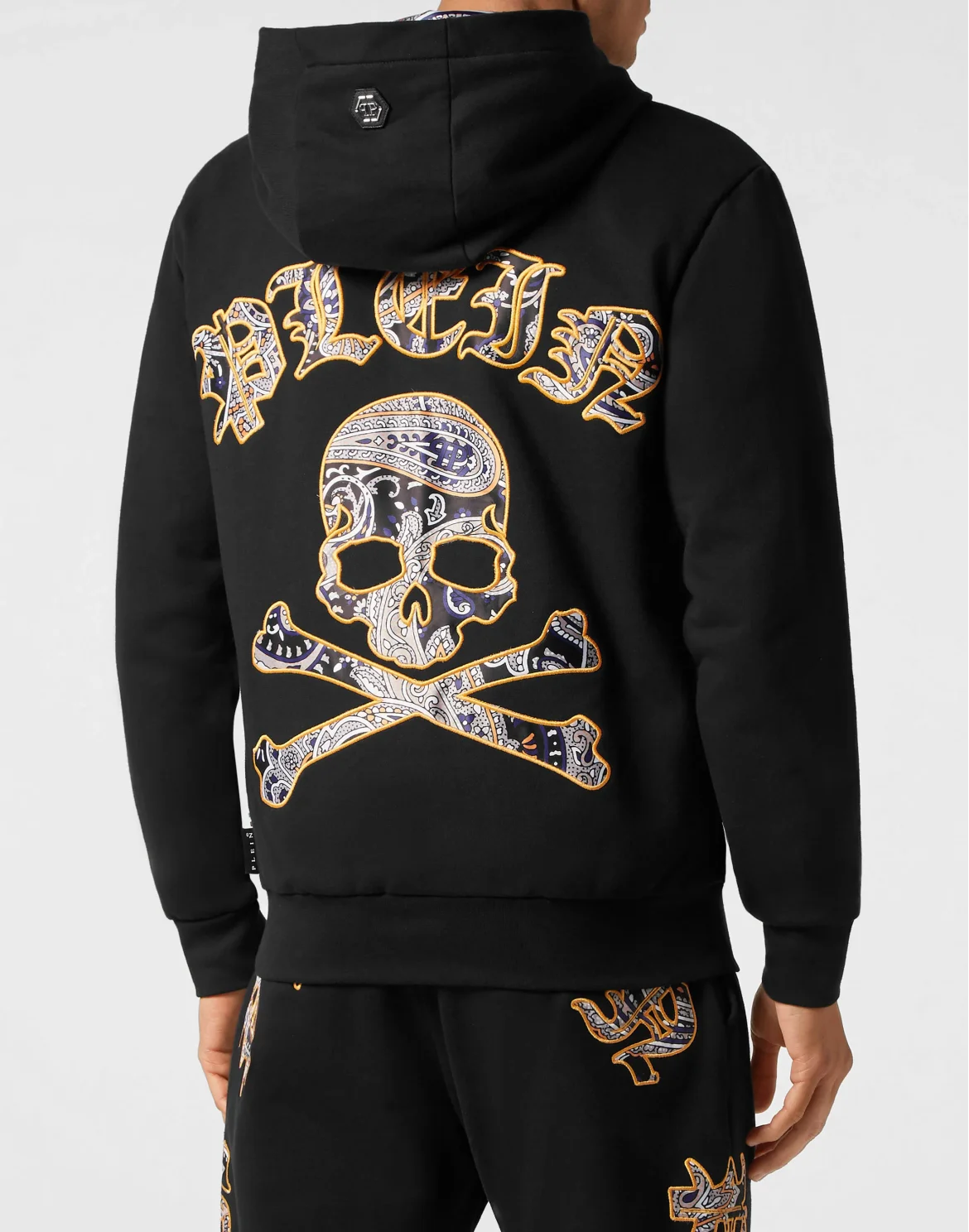 Satin Hoodie Sweatjacket Paisley Gothic Plein, цвет: Черный