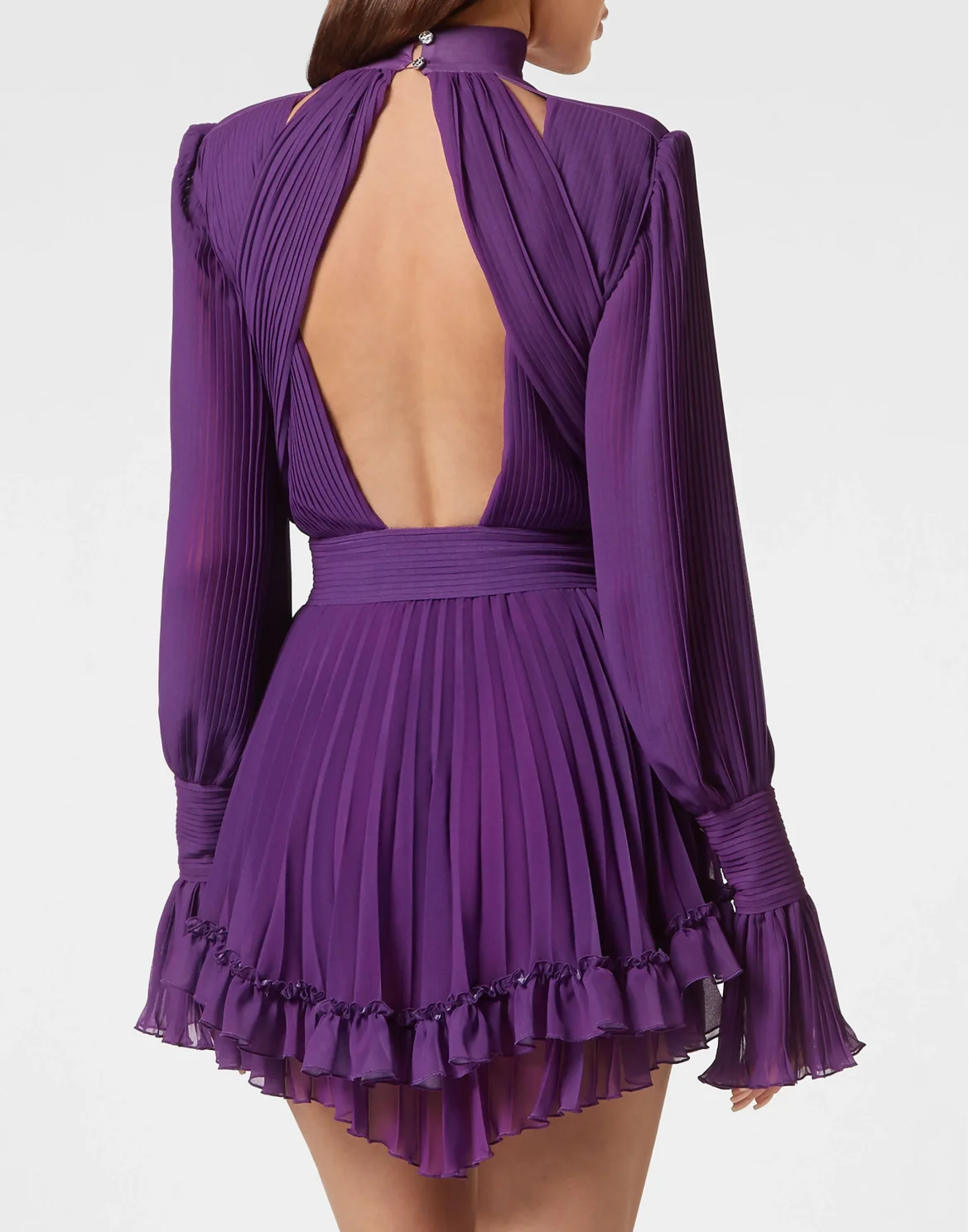 Chiffon Plisse Short Dress, цвет: Фиолетовый