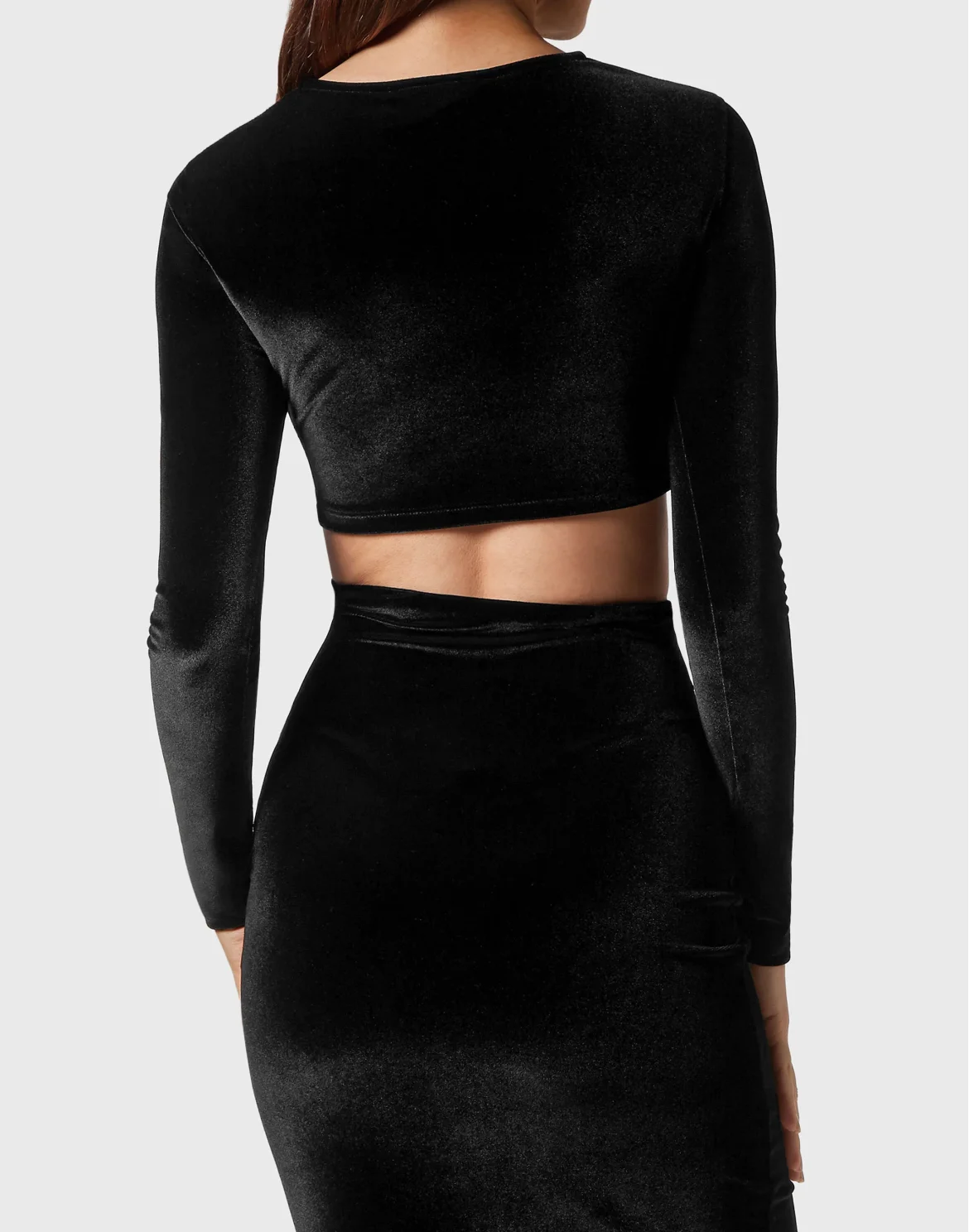 Long-sleeve Cropped Top, цвет: Черный