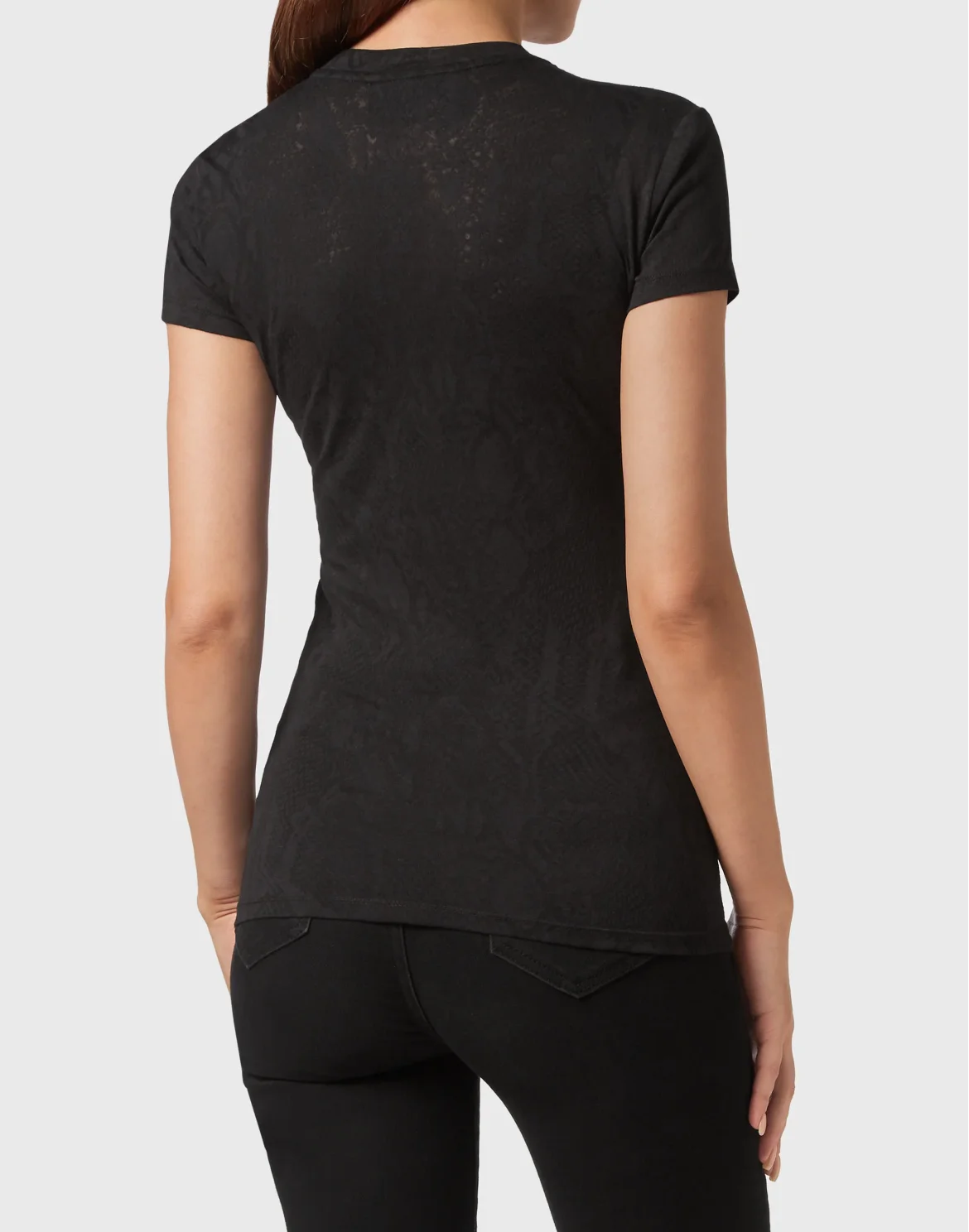 T-shirt Round Neck Sexy Pure Fit Skull, цвет: Черный
