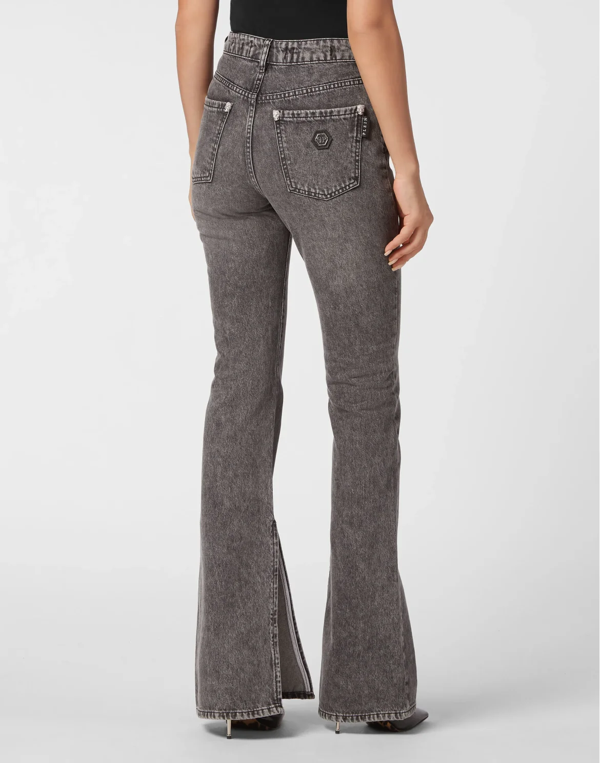 Crystal Skull Denim Flaire Fit Trousers, цвет: Черный
