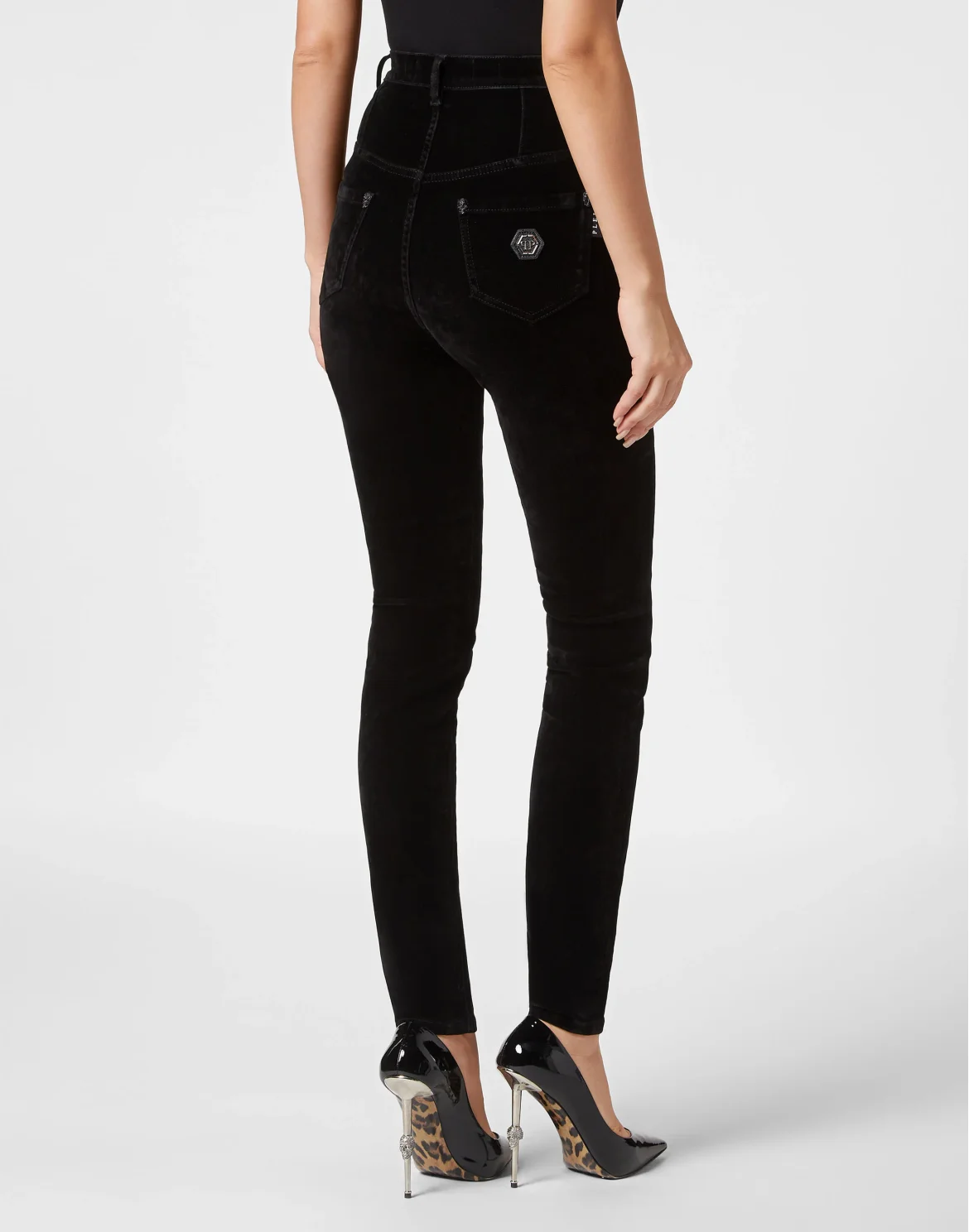 Crystal Skull Denim Super High Waist Jegging, цвет: Черный