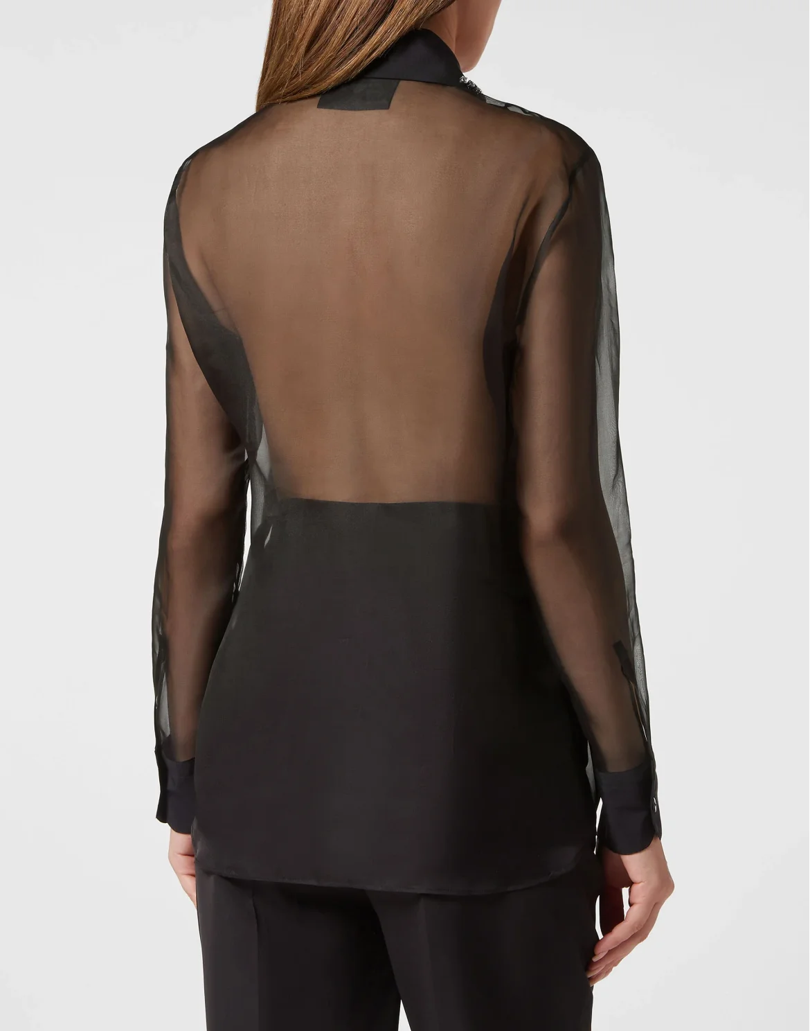 Organza Regular Collar Strass Shirt, цвет: Черный