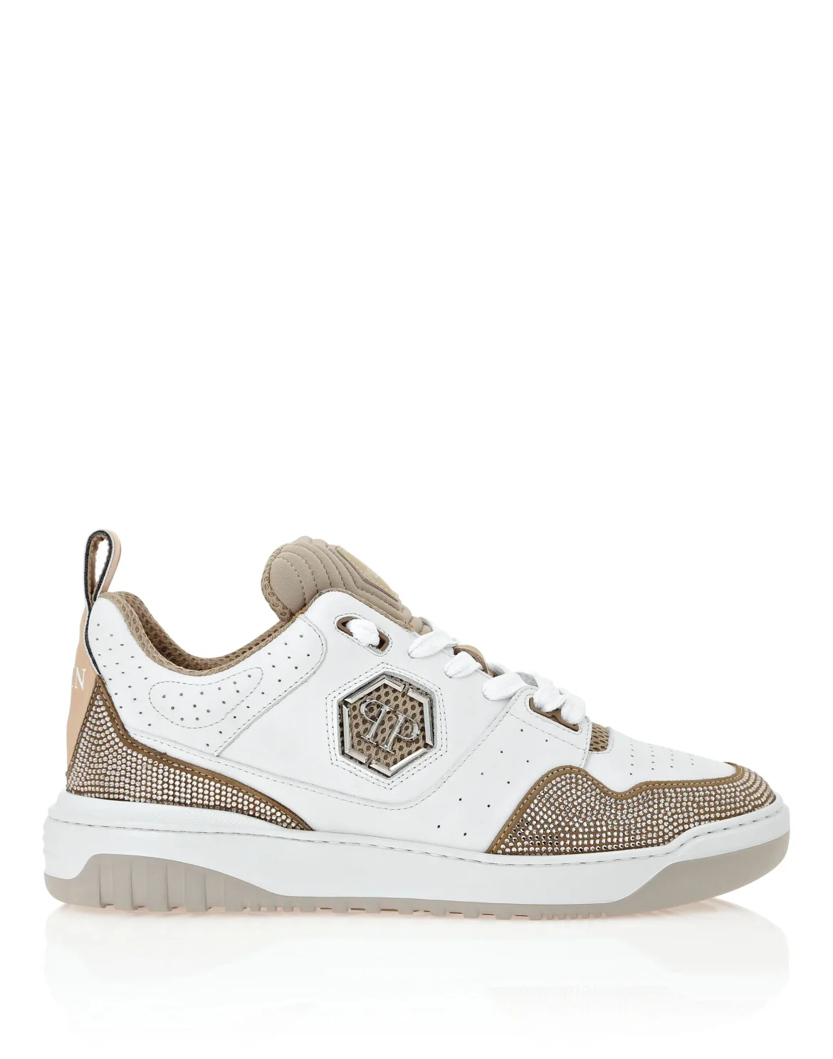 Mix Leather Lo-Top Sneakers Crystal, цвет: Белый