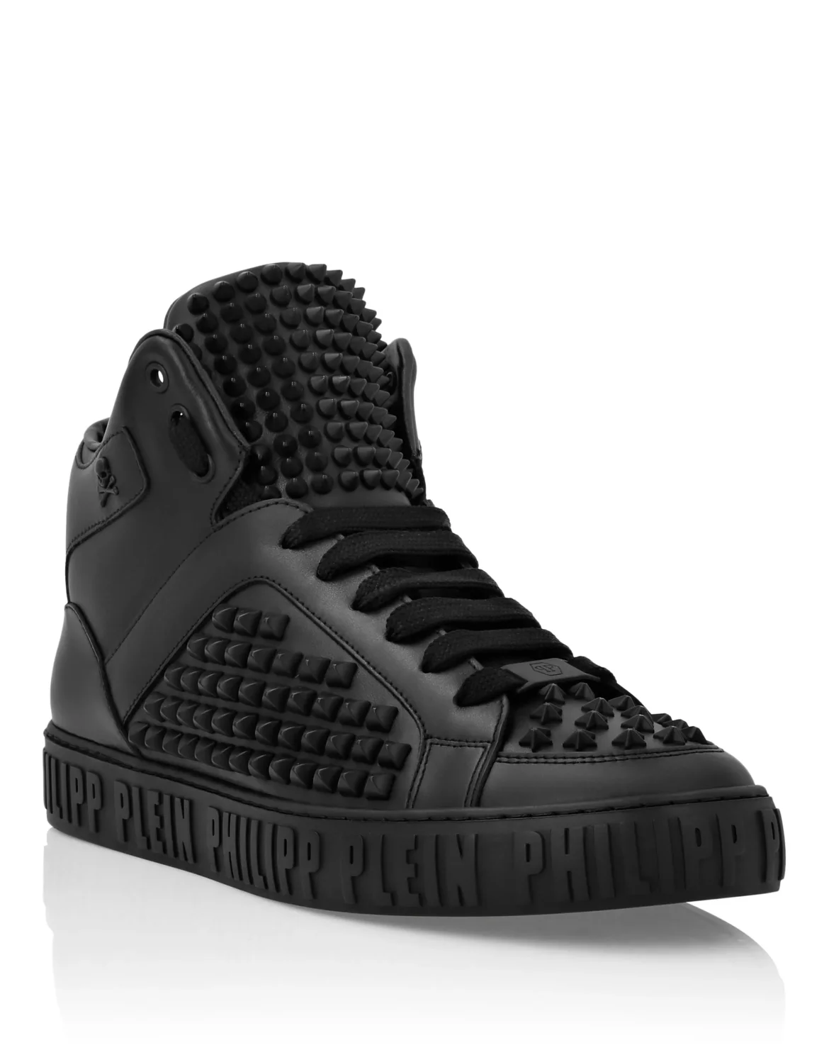 Nappa Leather Mid-Top Sneakers Studs, цвет: Черный