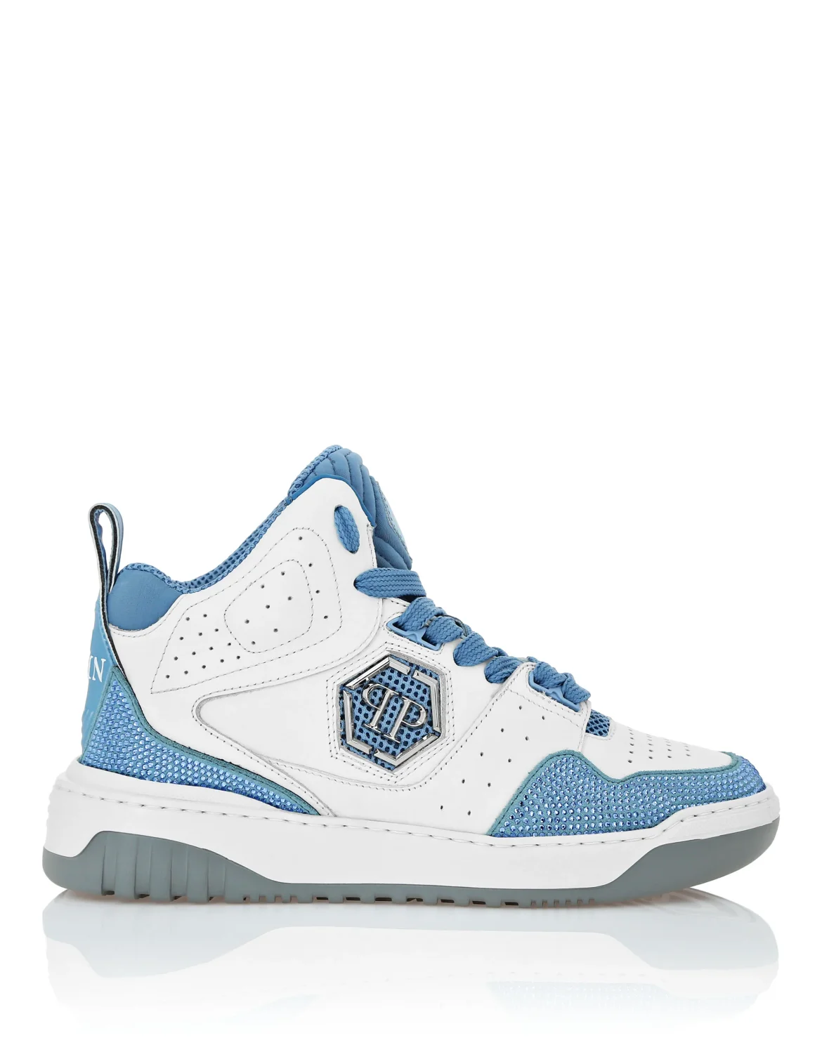 Mix Leather Hi-Top Sneakers Crystal, цвет: Белый