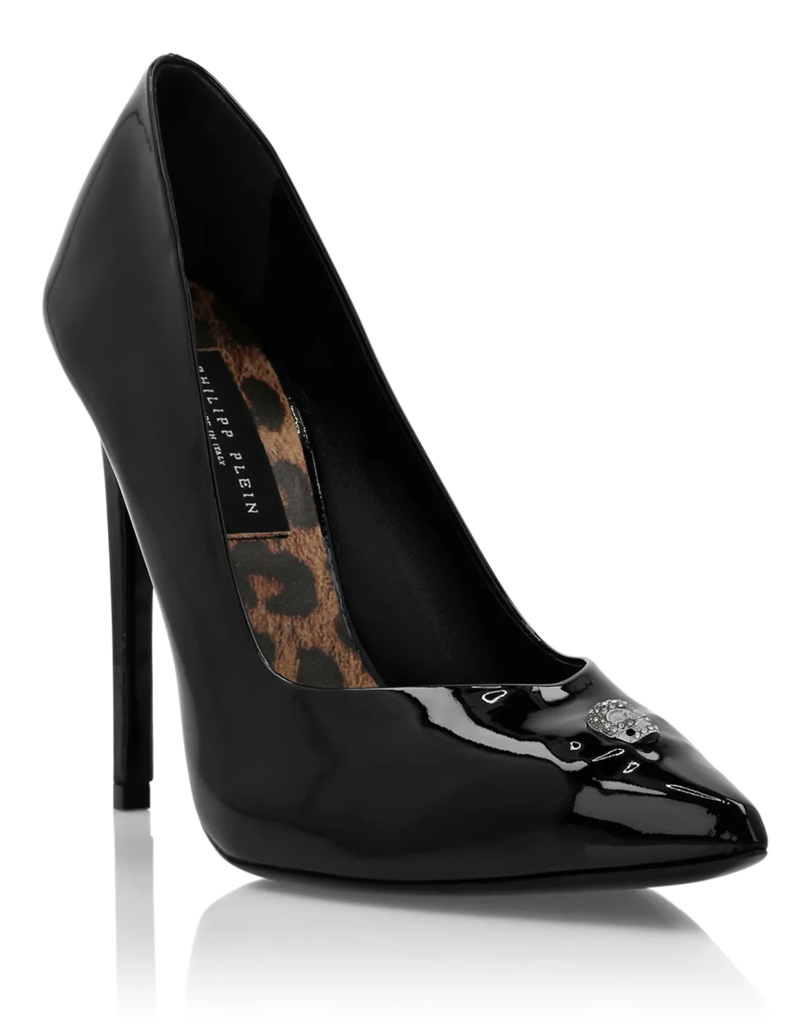 Patent Leather Plein High Heel Decollete Skull, цвет: Черный