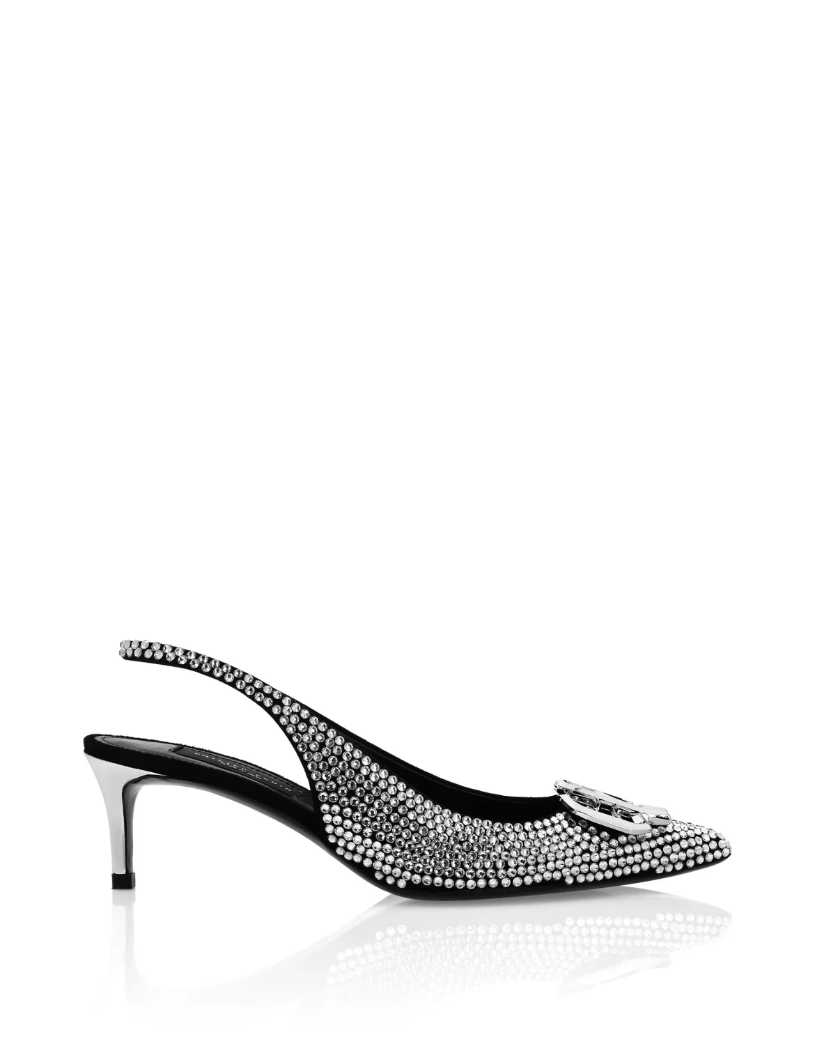 Strass Low Plein Heels Slingback Gothic Plein, цвет: Серебристый