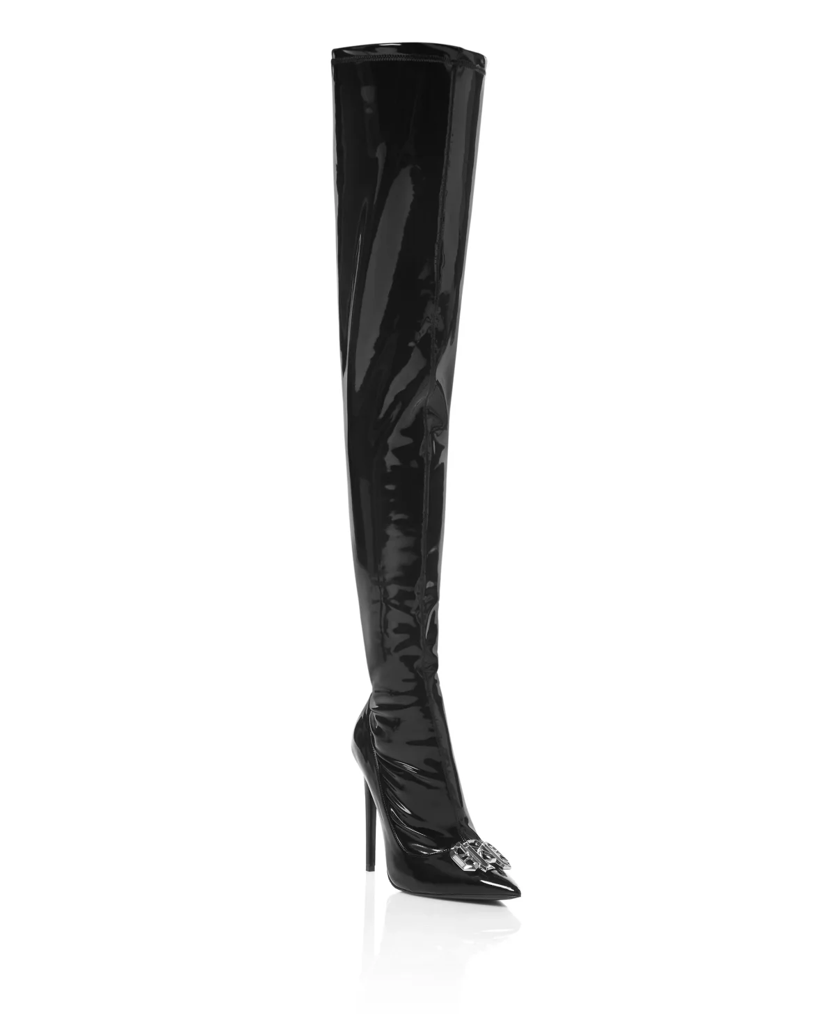 Latex High Plein Heels Overknees  Boots Gothic Plein, цвет: Черный