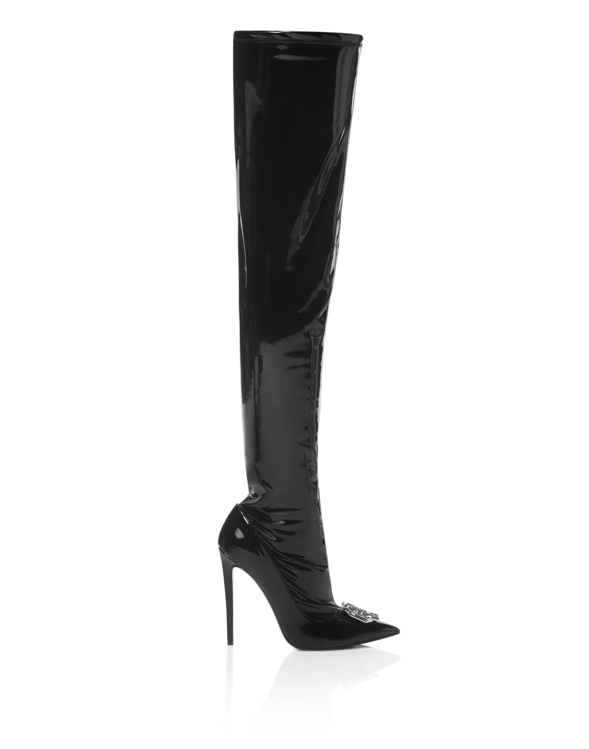 Latex High Plein Heels Overknees  Boots Gothic Plein, цвет: Черный