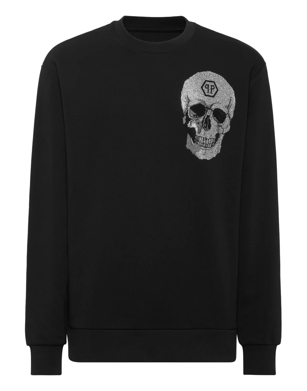 Round Neck Sweatshirt Crystal Skull, цвет: Черный