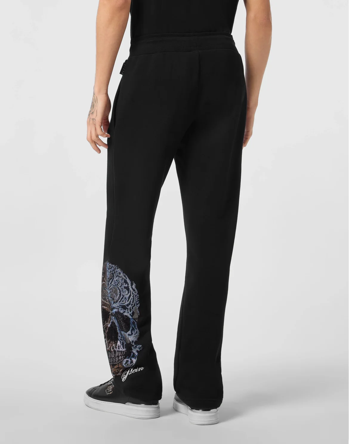 Fleece Jogging Pants Degrade' Skull, цвет: Черный
