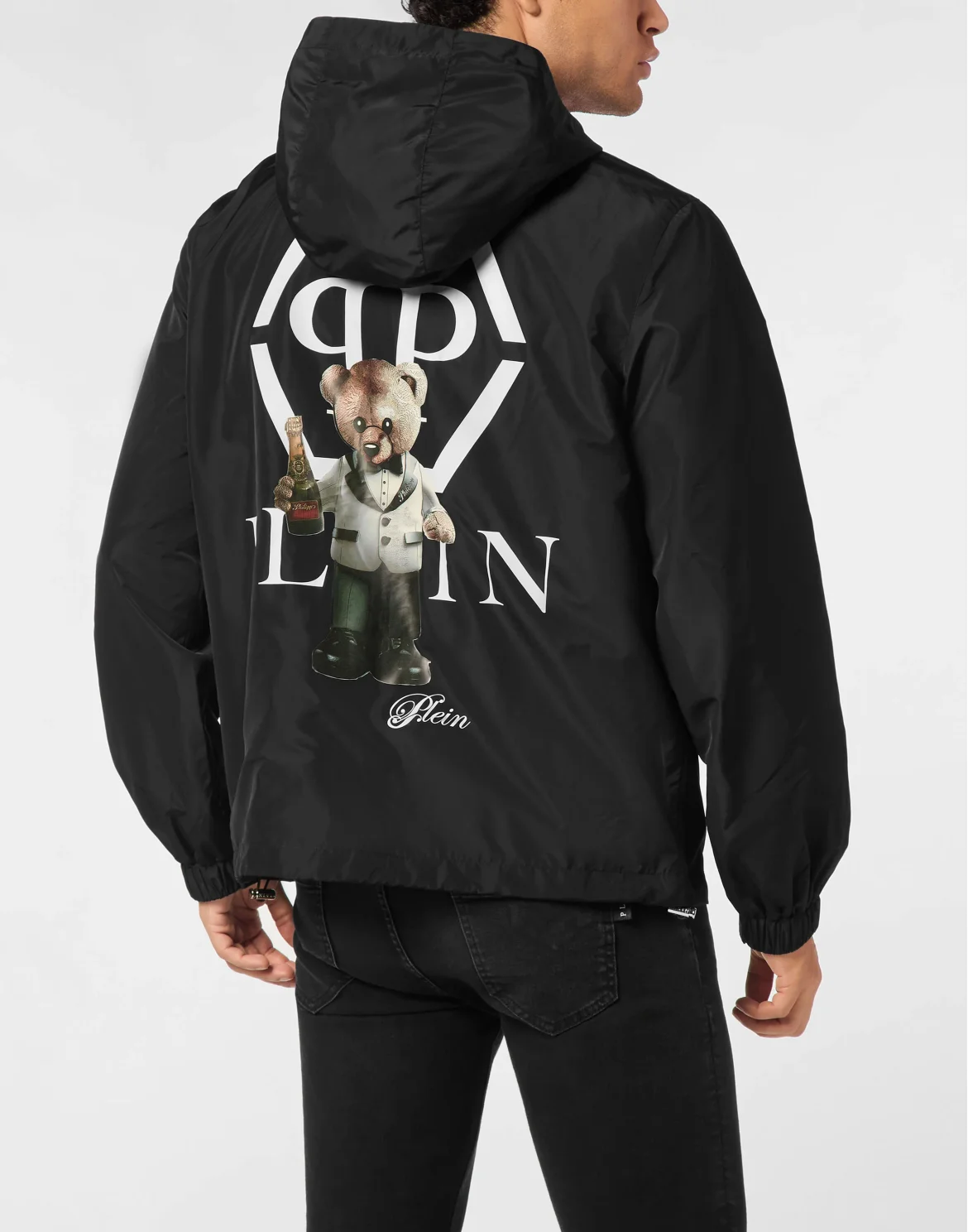 Nylon Hooded Windbreaker Plein Teddy, цвет: Черный