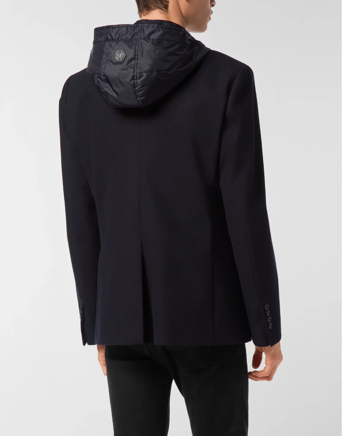 Water Repellent Wool Hooded Blazer, цвет: Синий
