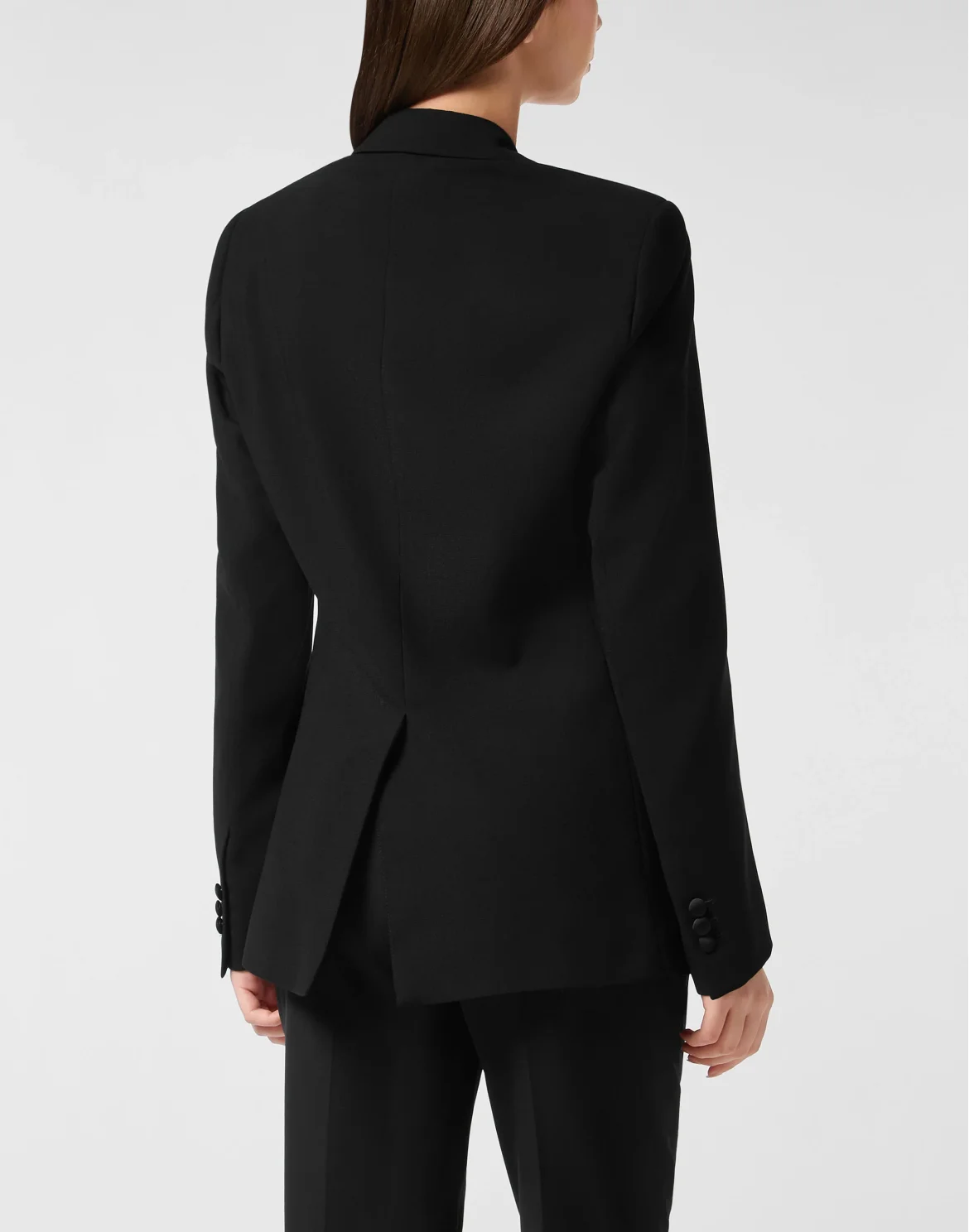 Crepe and Satin Double-Breasted Blazer Dame, цвет: Черный