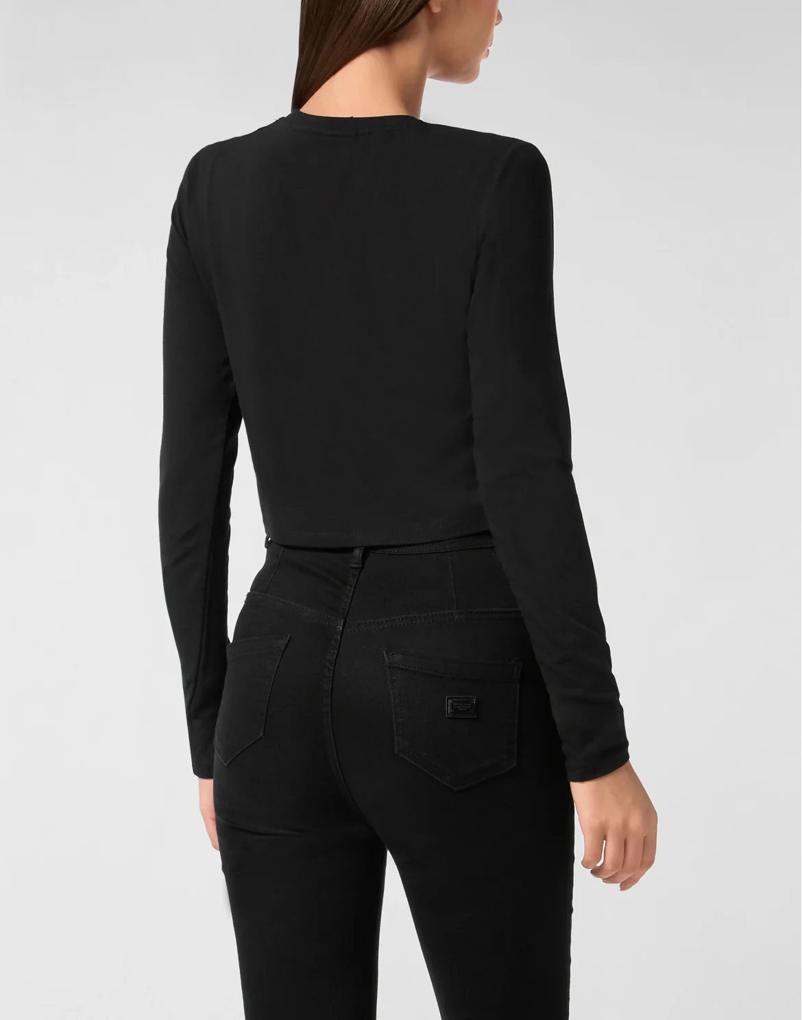 Modal Long-Sleeved T-Shirt Round Neck Signature, цвет: Черный