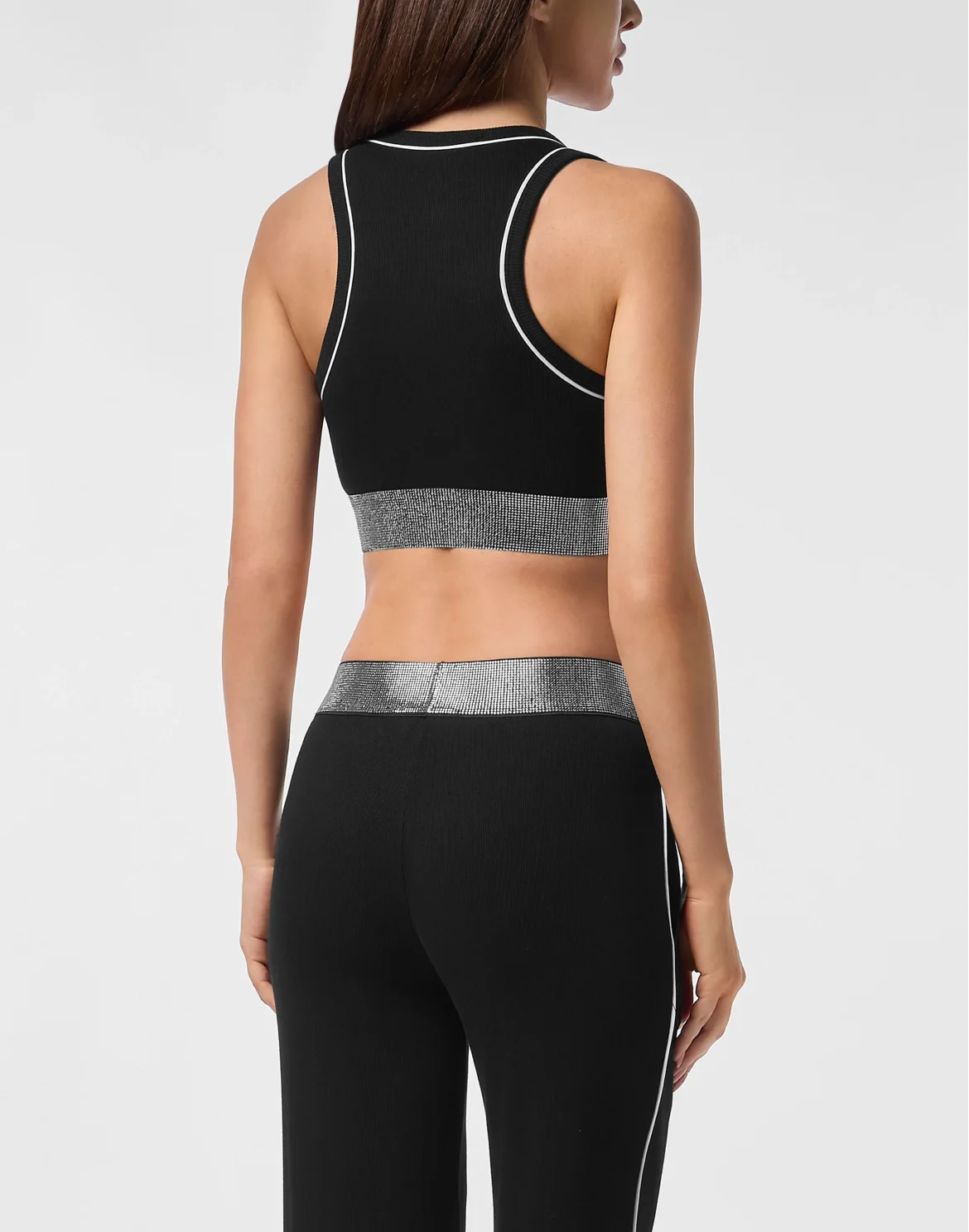 Cropped Tank Top Elastic Strass, цвет: Черный